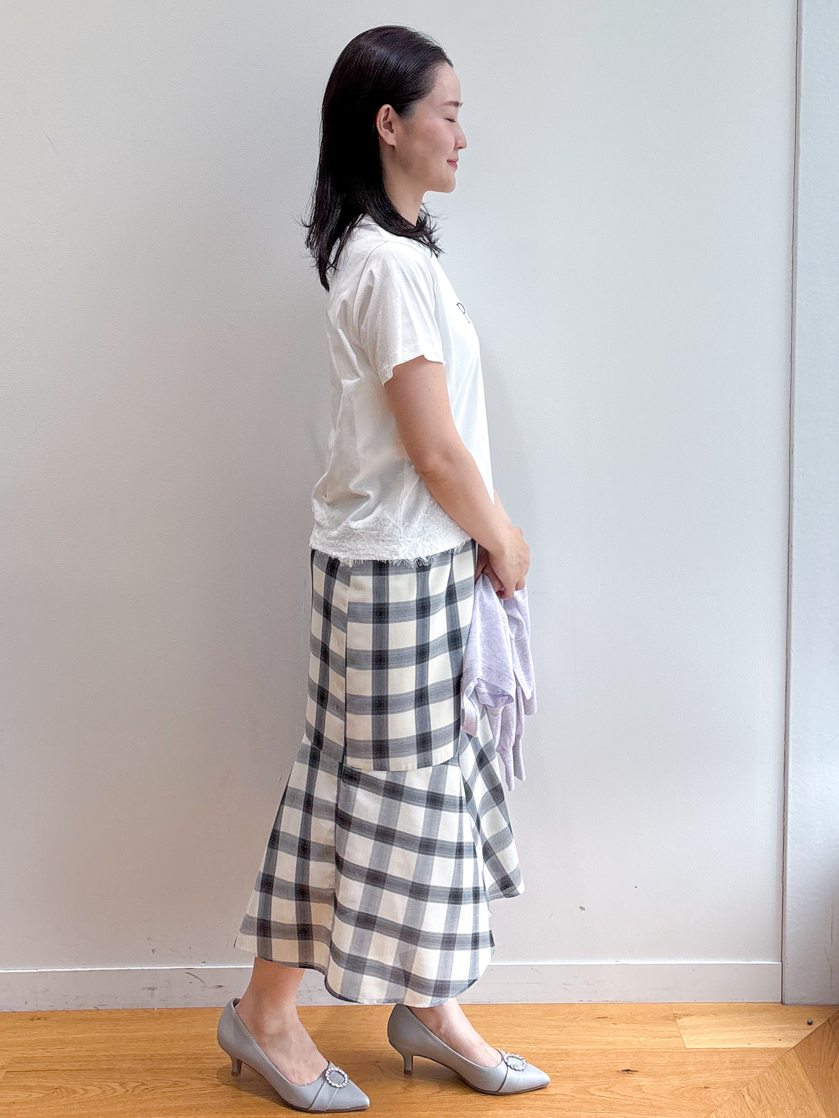 そねなおさんの「index｜【接触冷感／UVケア】裾レースロゴTシャツ《洗濯機OK／S-3L》」を使ったコーディネート