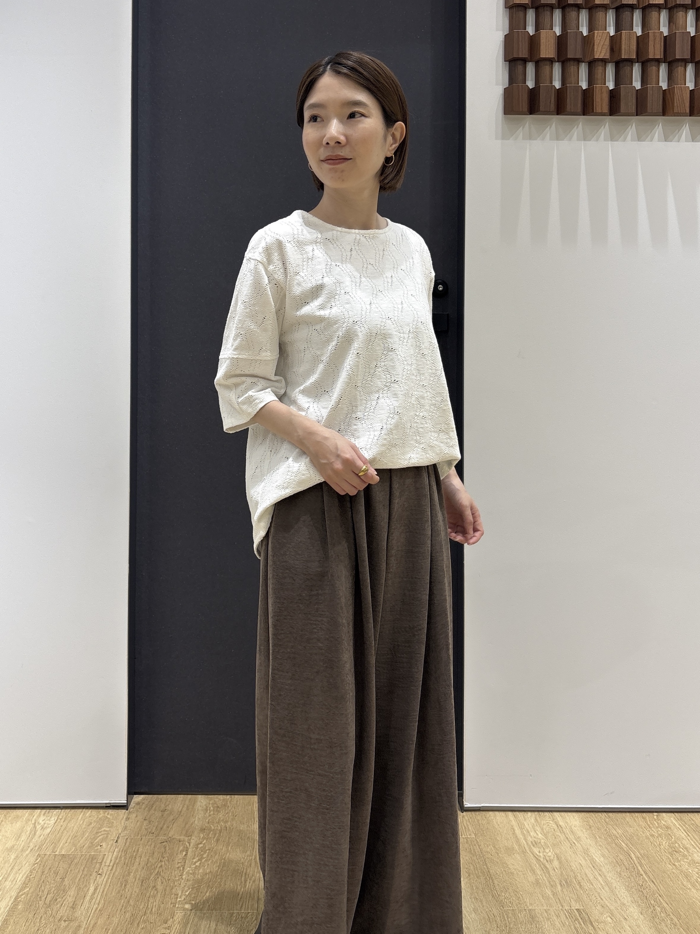 risaさんの「Dessin｜【マシンウォッシャブル】5分袖レースカットソー」を使ったコーディネート