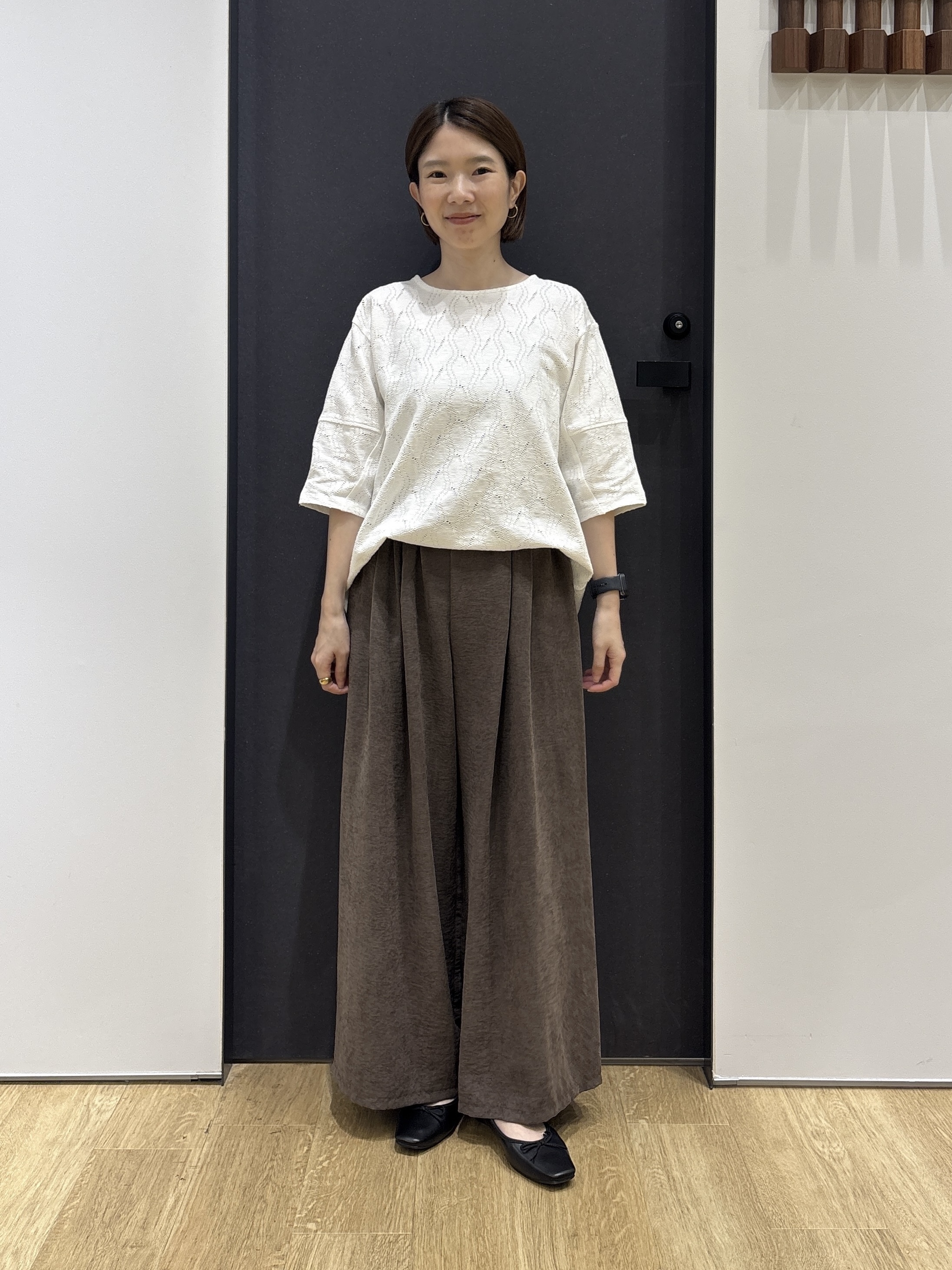 risaさんの「Dessin｜【マシンウォッシャブル】5分袖レースカットソー」を使ったコーディネート