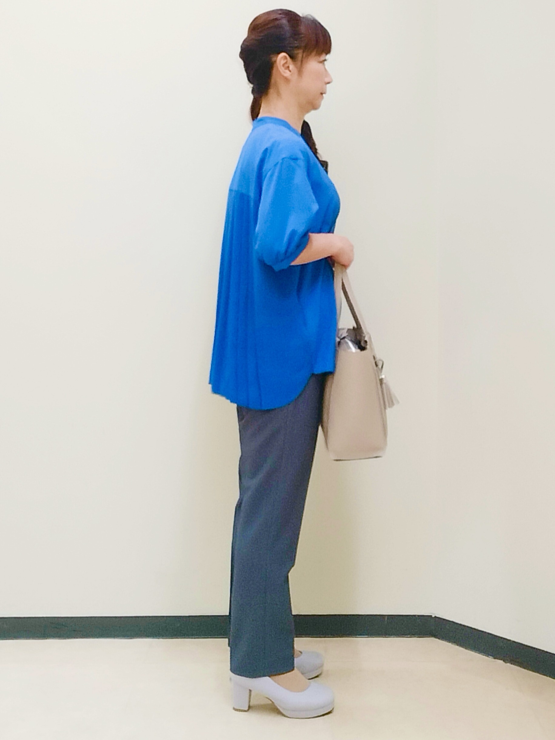 花さんの「Reflect｜【手洗い可】異素材ドッキングブラウス」を使ったコーディネート