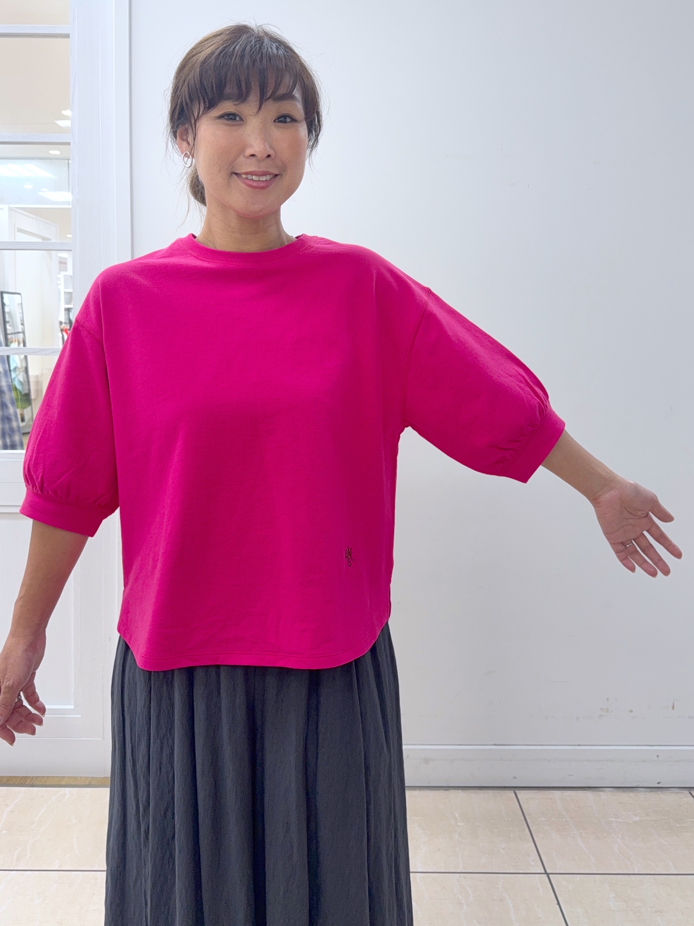 Osawaさんの「Dessin｜【高レビュー/洗える/XS-L】バックヘンリーミニ裏毛 5分袖」を使ったコーディネート