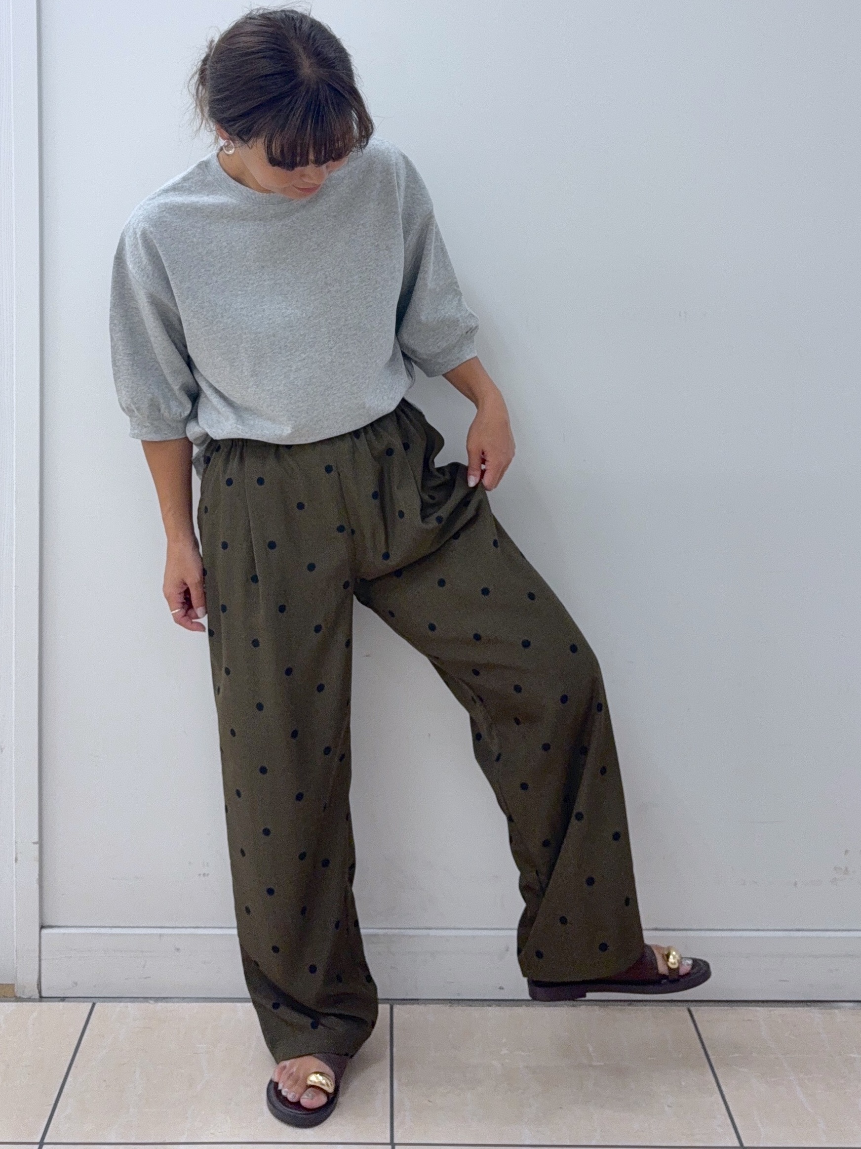 Osawaさんの「Dessin｜【高レビュー/洗える/XS-L】バックヘンリーミニ裏毛 5分袖」を使ったコーディネート
