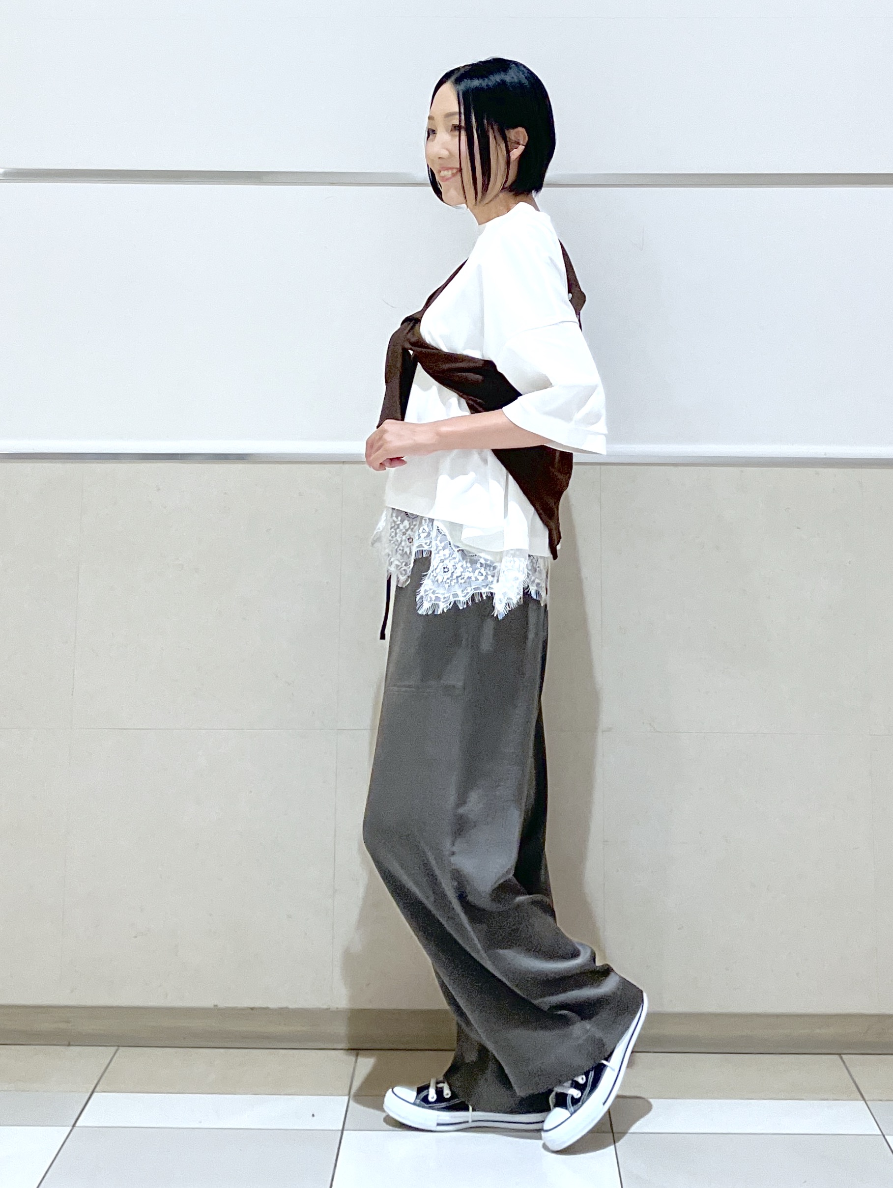 eriko さんの「Dessin｜【体型カバー】美光沢カットソーボクシーシルエット」を使ったコーディネート