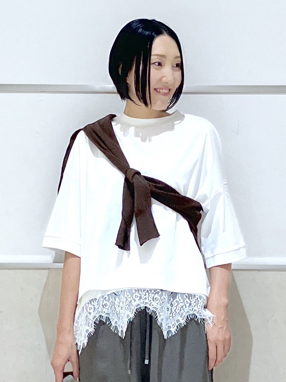 eriko さんの「Dessin｜【体型カバー】美光沢カットソーボクシーシルエット」を使ったコーディネート