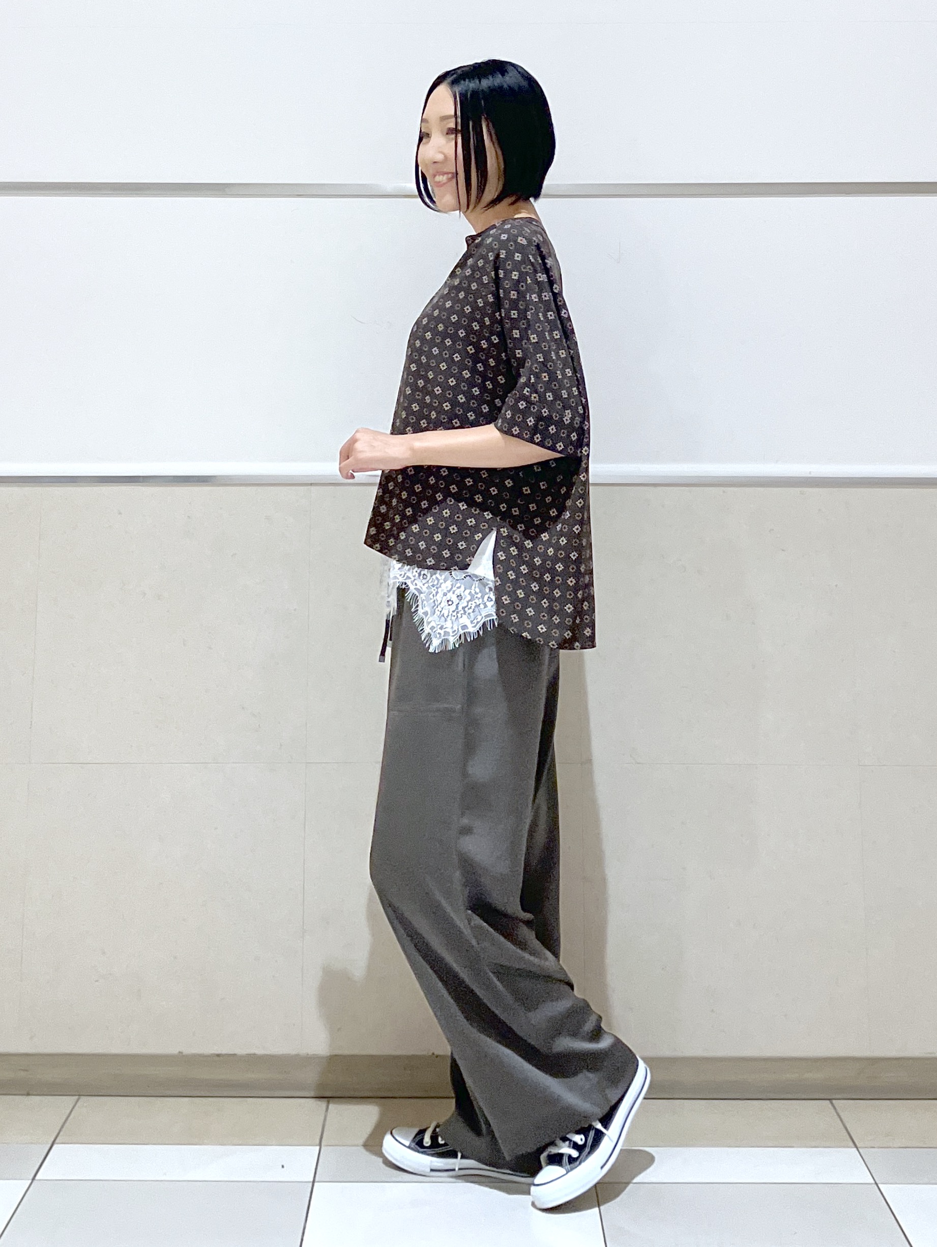 eriko さんの「Dessin｜【セットアップ可】小紋柄プリント スキッパーシャツ」を使ったコーディネート