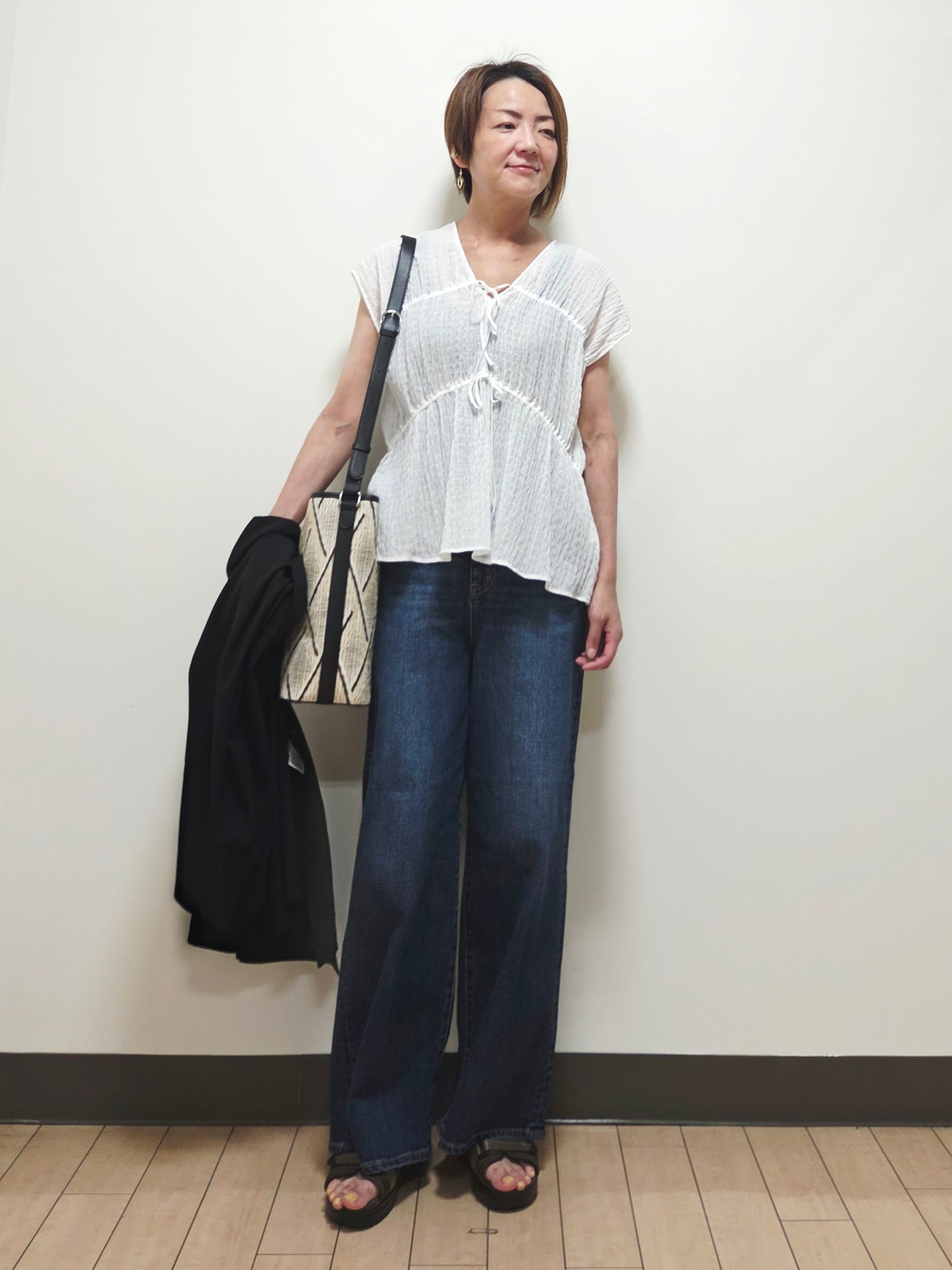 yuuさんの「Reflect｜すっきり見えバンドカラーシャツワンピース」を使ったコーディネート