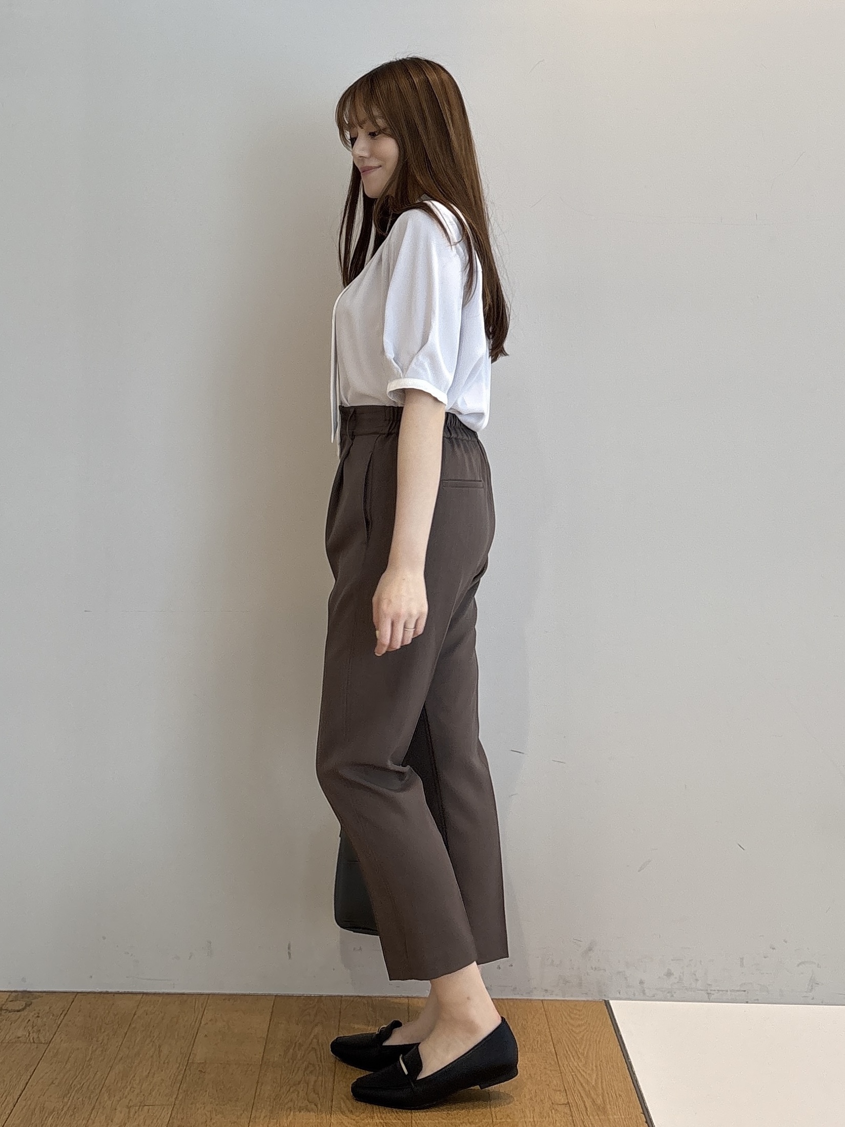 sayaさんの「grove｜【洗濯機OK/シワになりにくい】1枚で華やぐ配色ボウタイブラウス」を使ったコーディネート