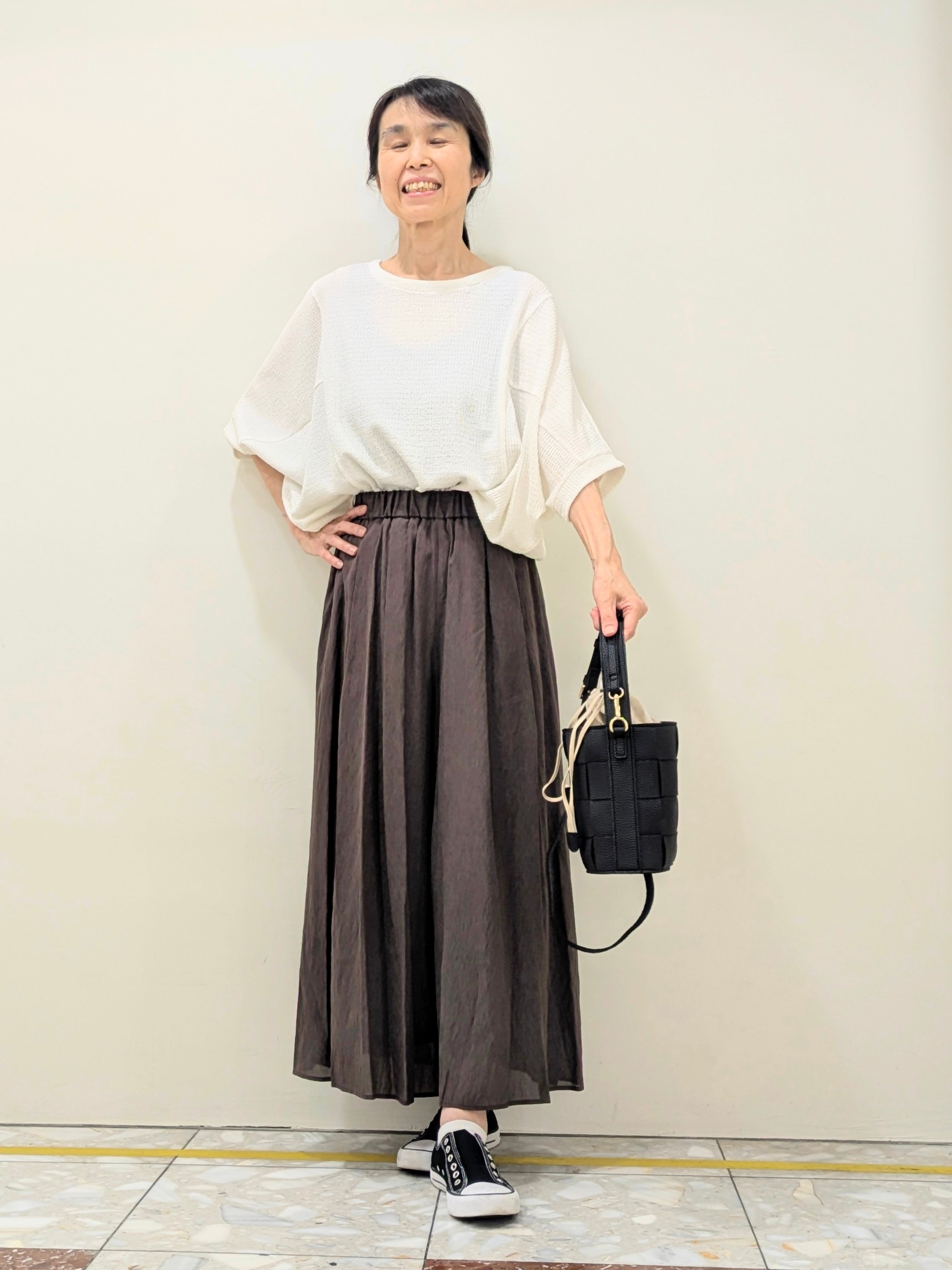 keikoさんの「Dessin｜シュリンクジャージ カットソー」を使ったコーディネート