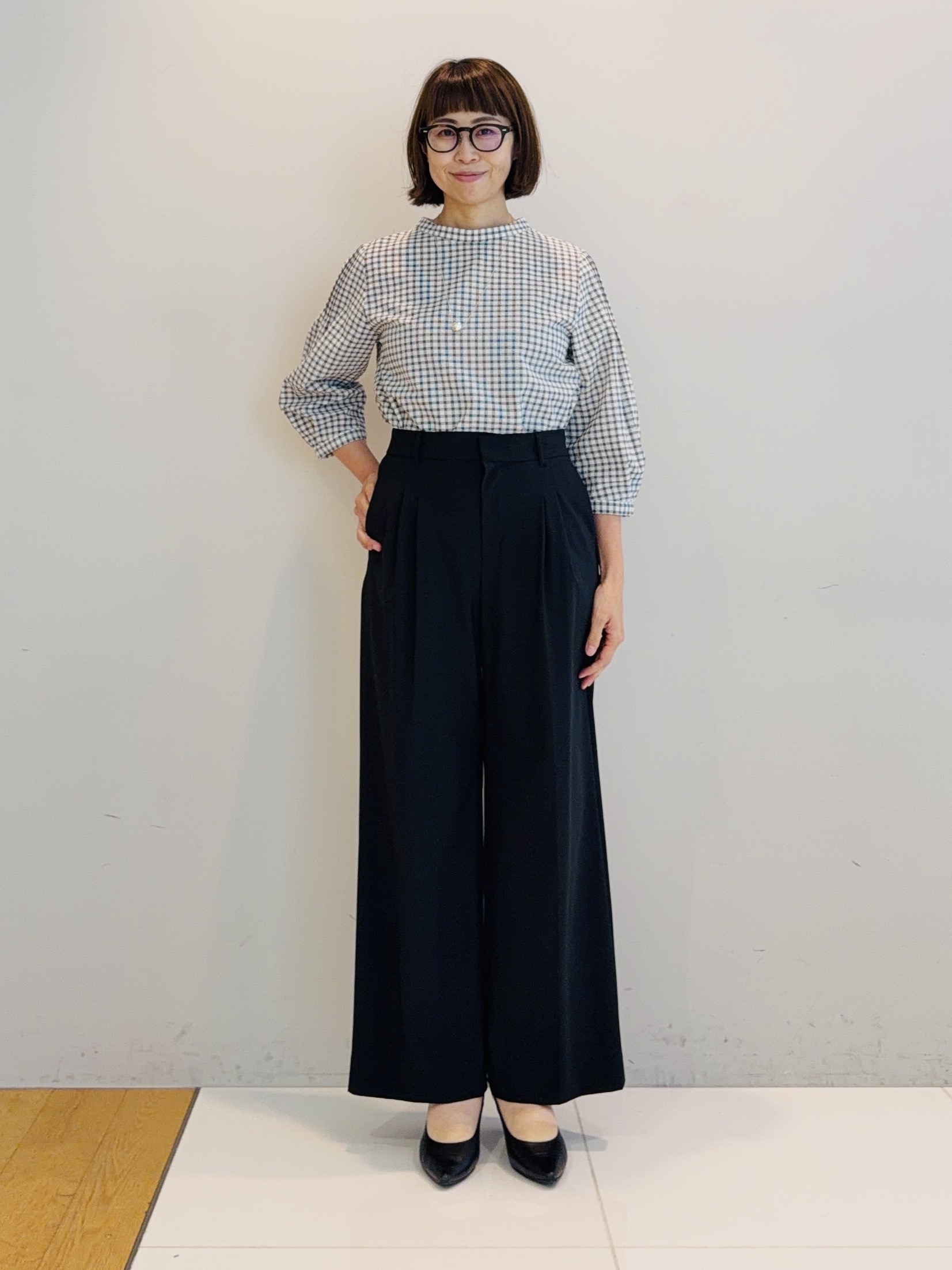 murayamaさんの「INDIVI｜【初秋にピッタリ！／洗える】凹凸素材ミニスタンドトップス」を使ったコーディネート
