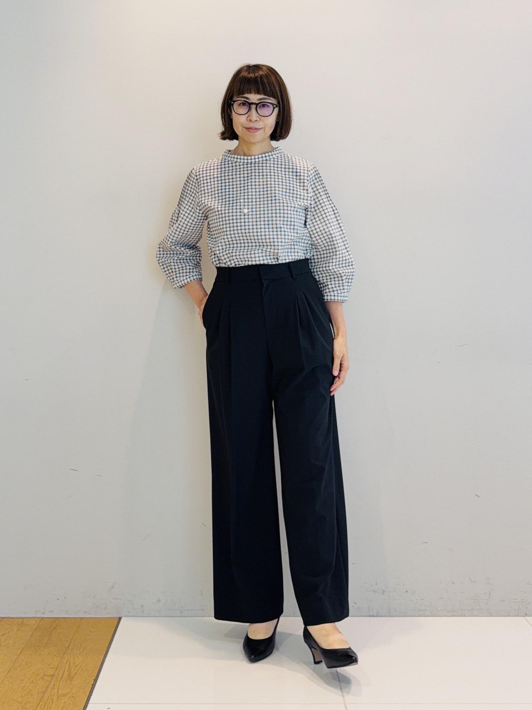 murayamaさんの「INDIVI｜【初秋にピッタリ！／洗える】凹凸素材ミニスタンドトップス」を使ったコーディネート
