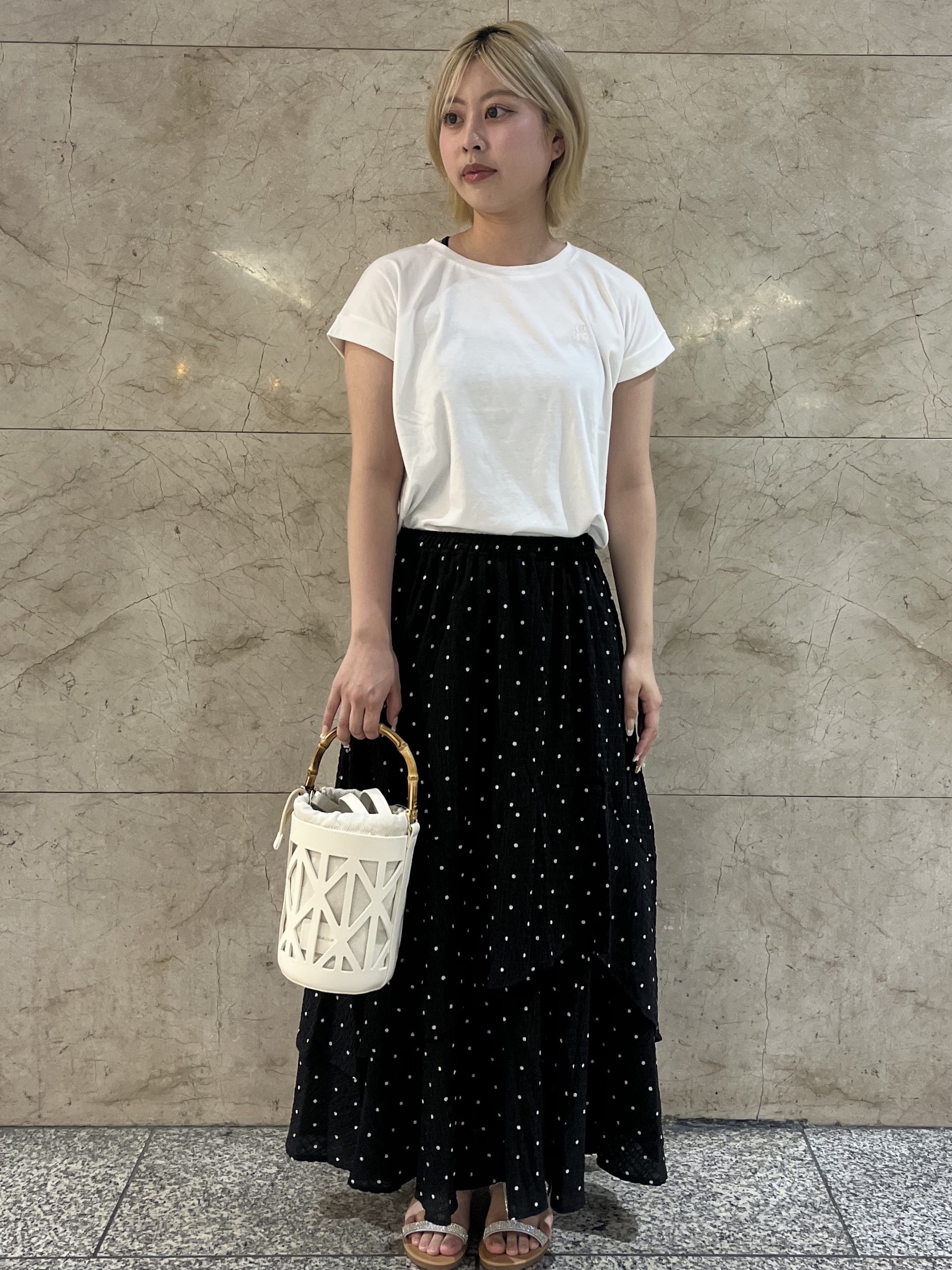 まひるさんの「index｜【接触冷感／UV】ワンポイント刺繍Tシャツ《7col／XS~3L／洗濯機OK》」を使ったコーディネート