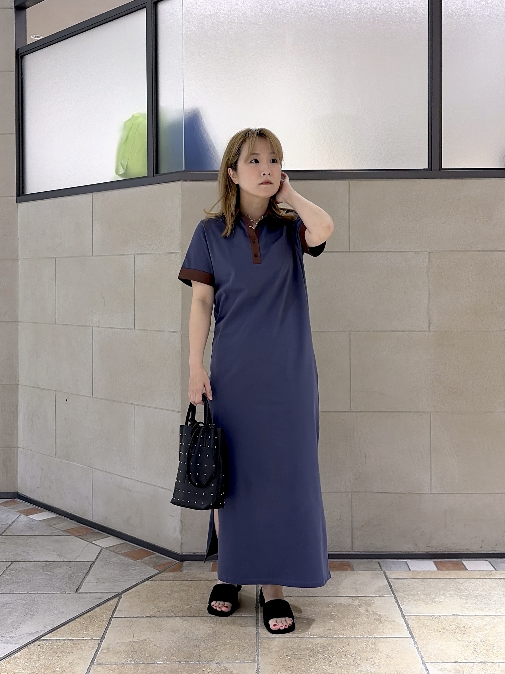 よねさんの「INDIVI｜ポロ衿カットソーワンピ―ス」を使ったコーディネート