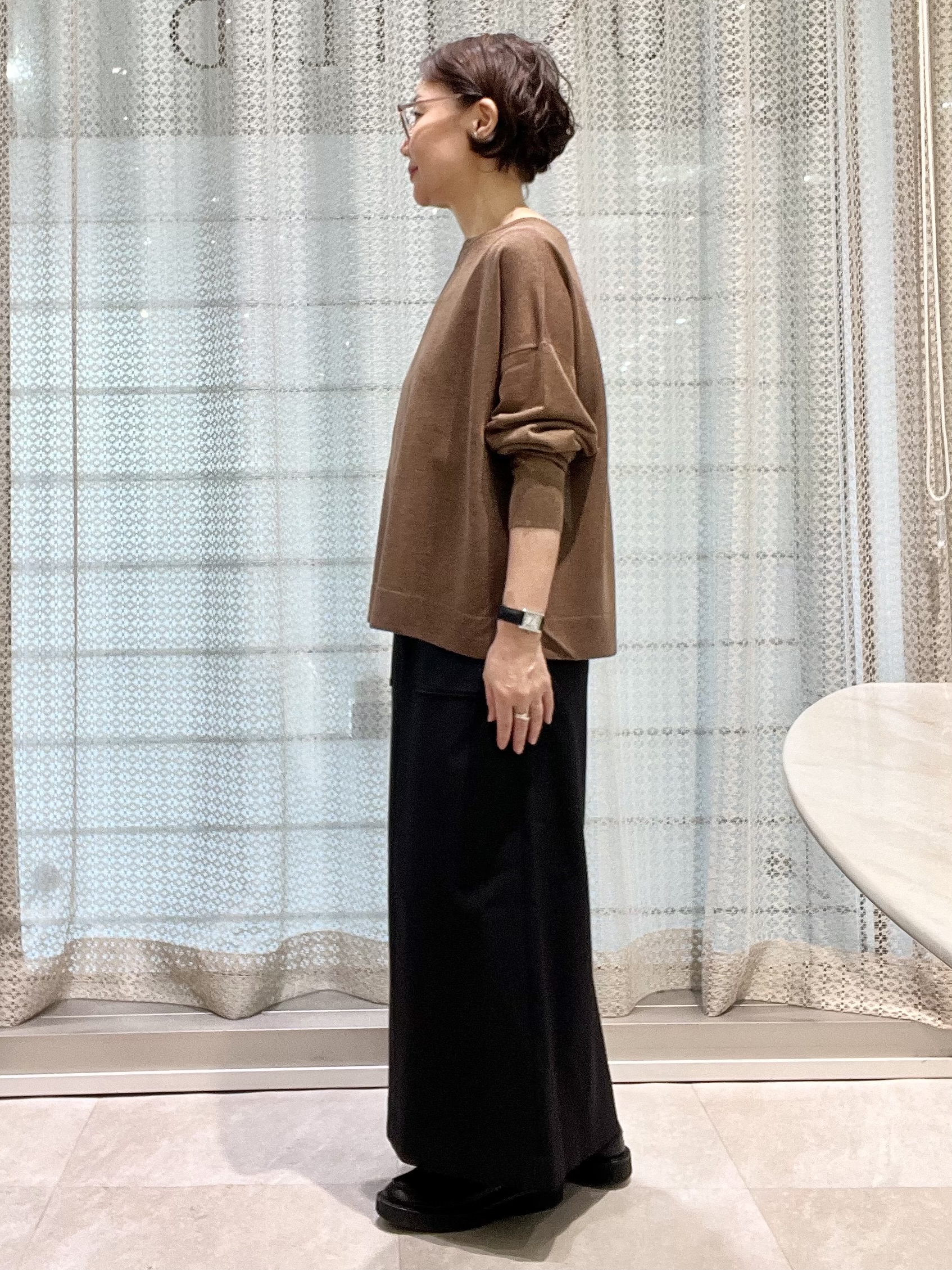 ymさんの「UNTITLED｜【アンサンブル可/秋羽織り/シアー】前後2WAYカーディガン」を使ったコーディネート