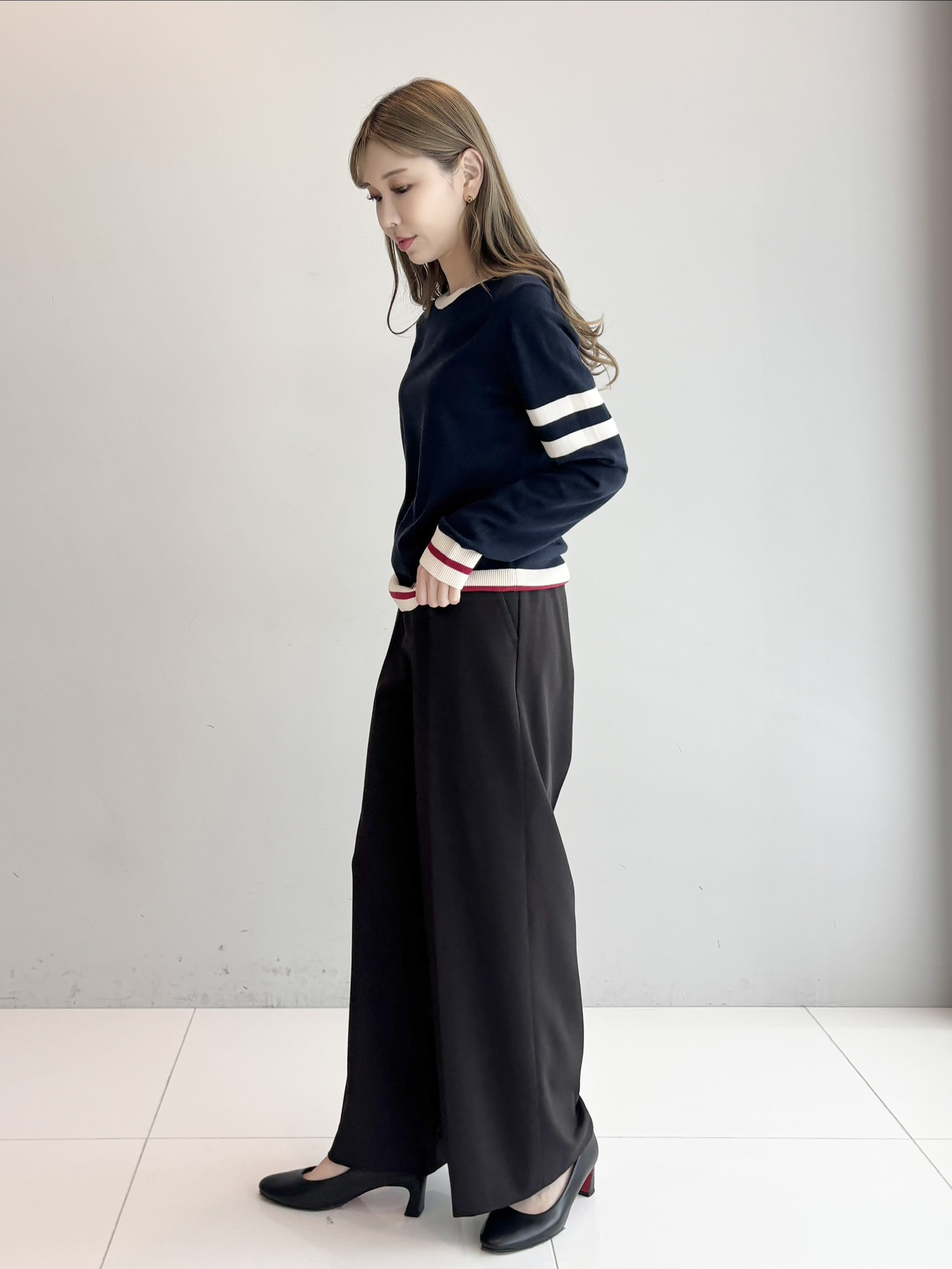 清水夏姫さんの「DRESSTERIOR｜【セットアップ可/温度調節】コンフォータブルワイドパンツ」を使ったコーディネート