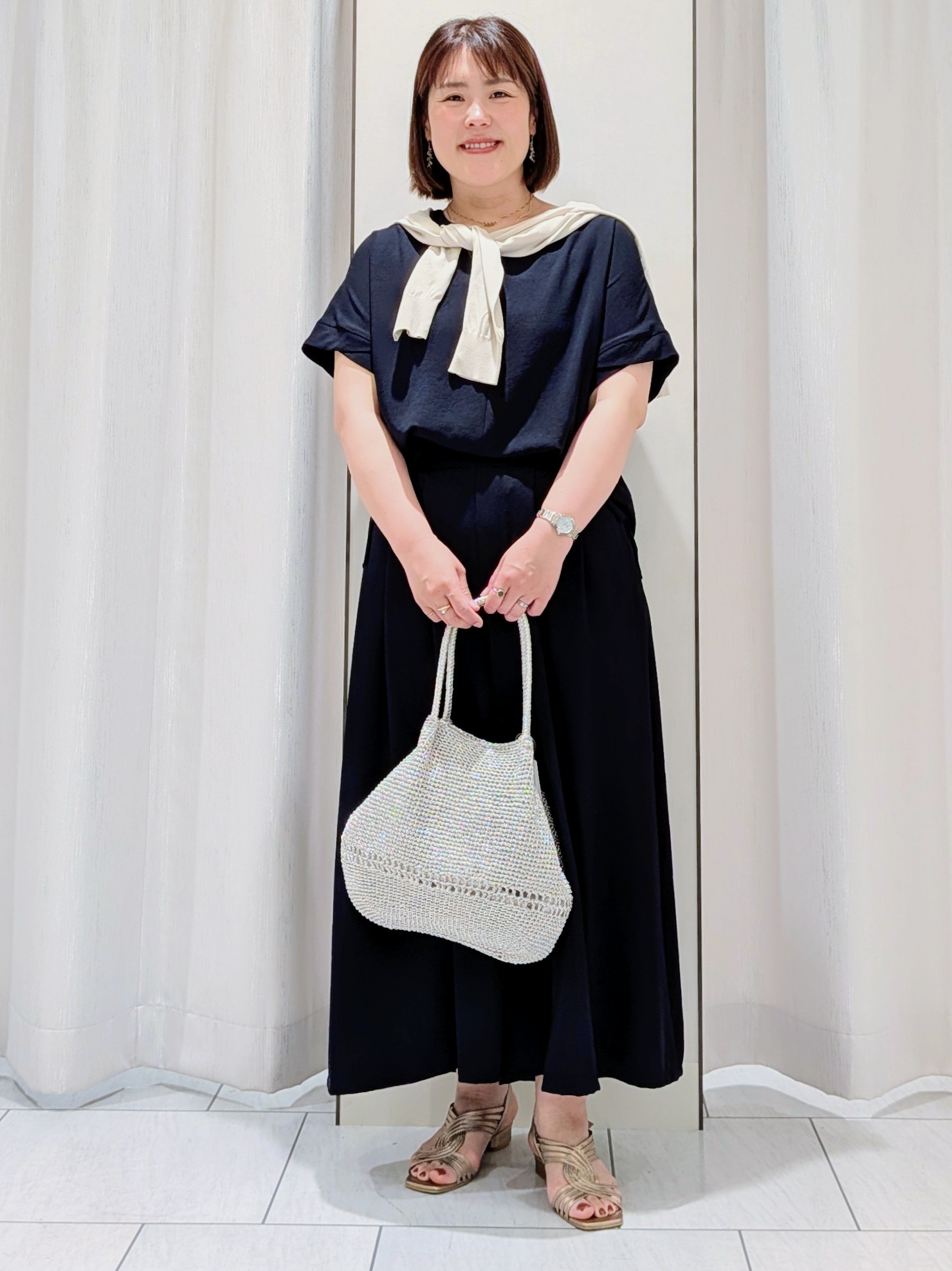 Onumaさんの「UNTITLED｜◆【9色展開/アンサンブル可】コットンクルーネックカーディガン」を使ったコーディネート