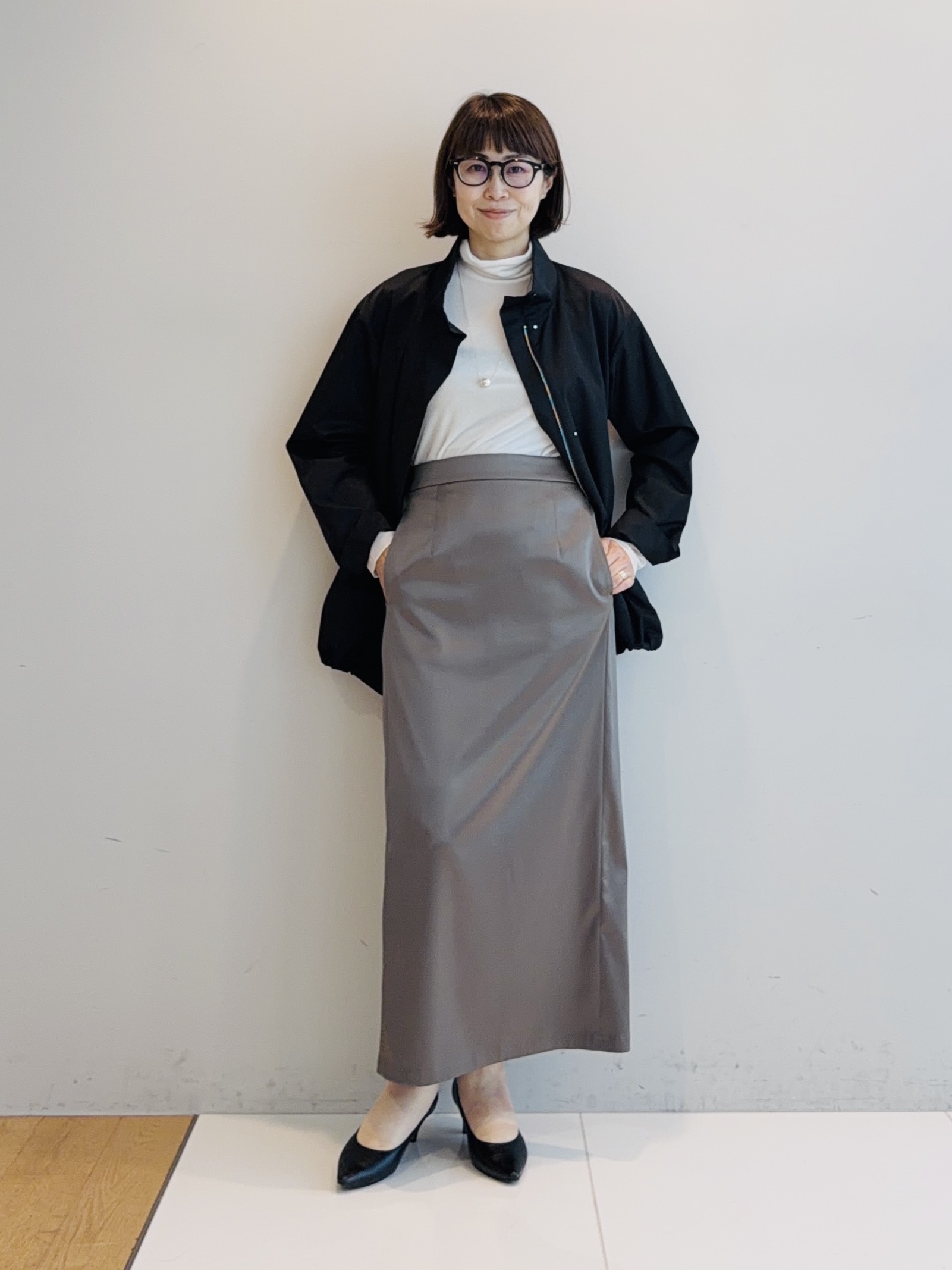 murayamaさんの「INDIVI｜【レイヤード／袖口シアー／日本製】ベロアジャージトップス」を使ったコーディネート