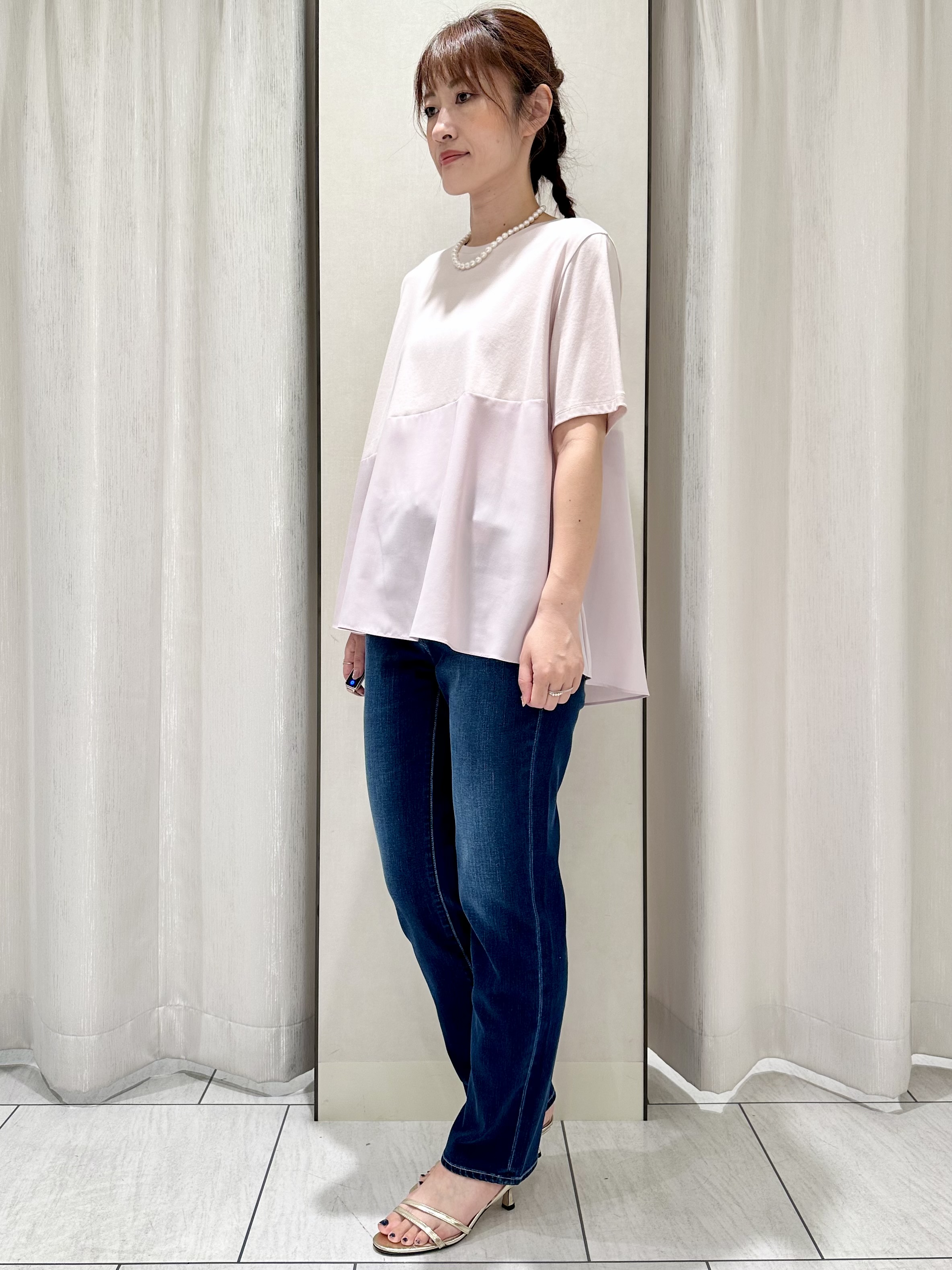 komiさんの「UNTITLED｜【Tシャツ】異素材ドッキングプルオーバー」を使ったコーディネート
