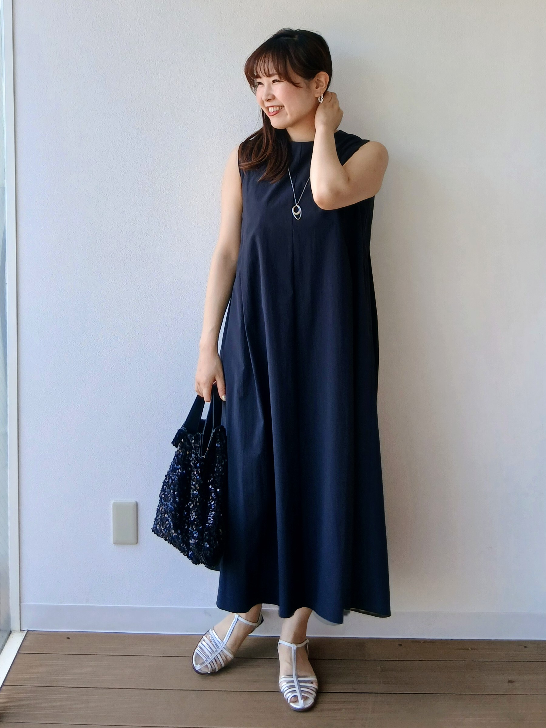 なみきさんの「UNTITLED｜【残暑も快適/接触冷感/UVカット/吸水速乾】Aラインロングワンピース」を使ったコーディネート