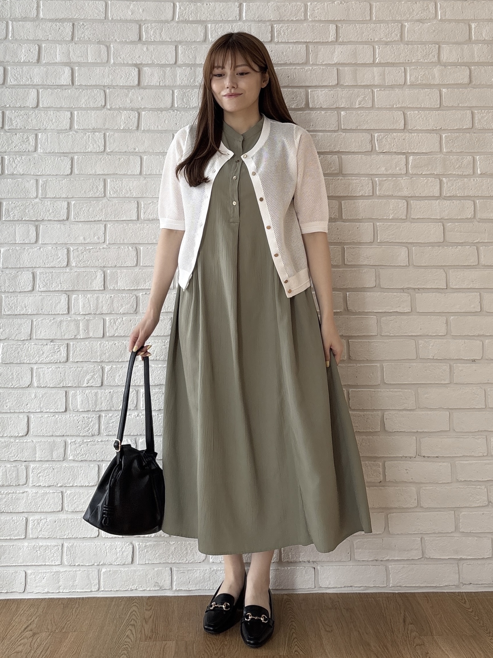 sayaさんの「grove｜【洗える】透けない、大人のメッシュカーディガン」を使ったコーディネート