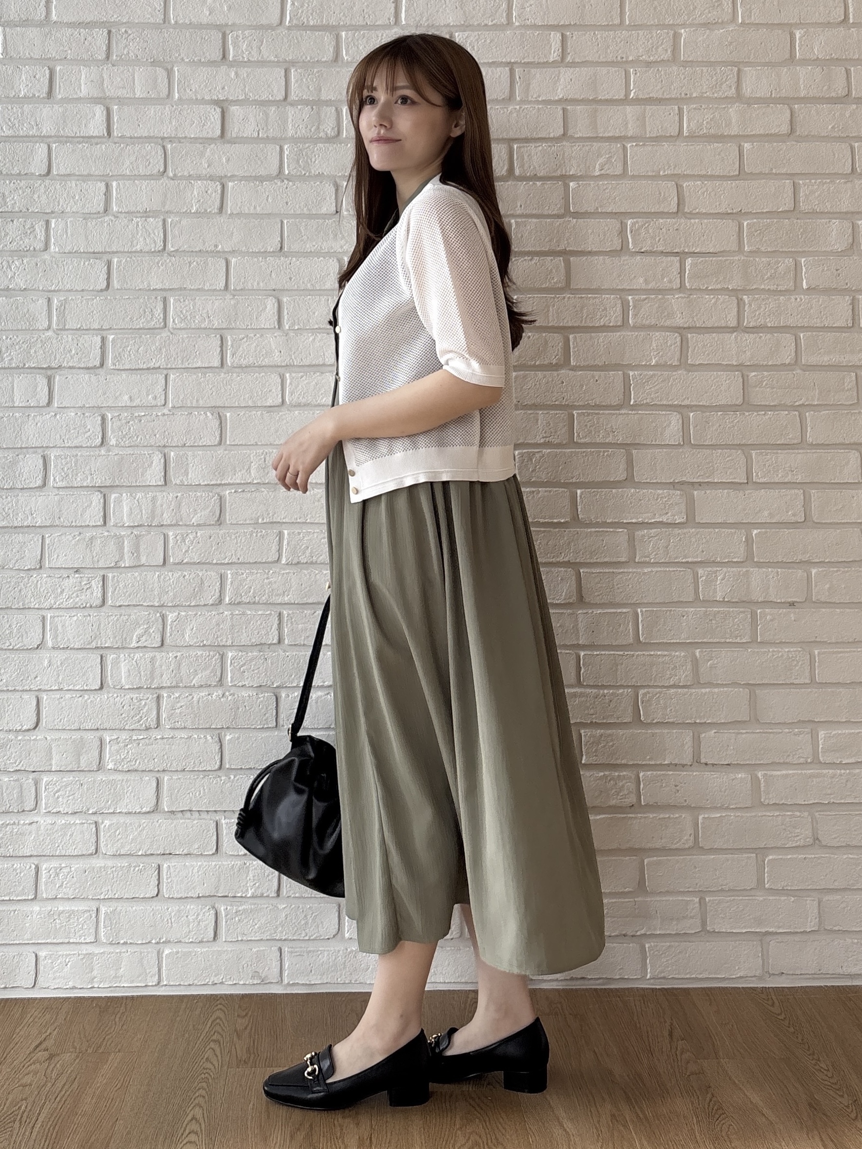 sayaさんの「grove｜【洗える】透けない、大人のメッシュカーディガン」を使ったコーディネート
