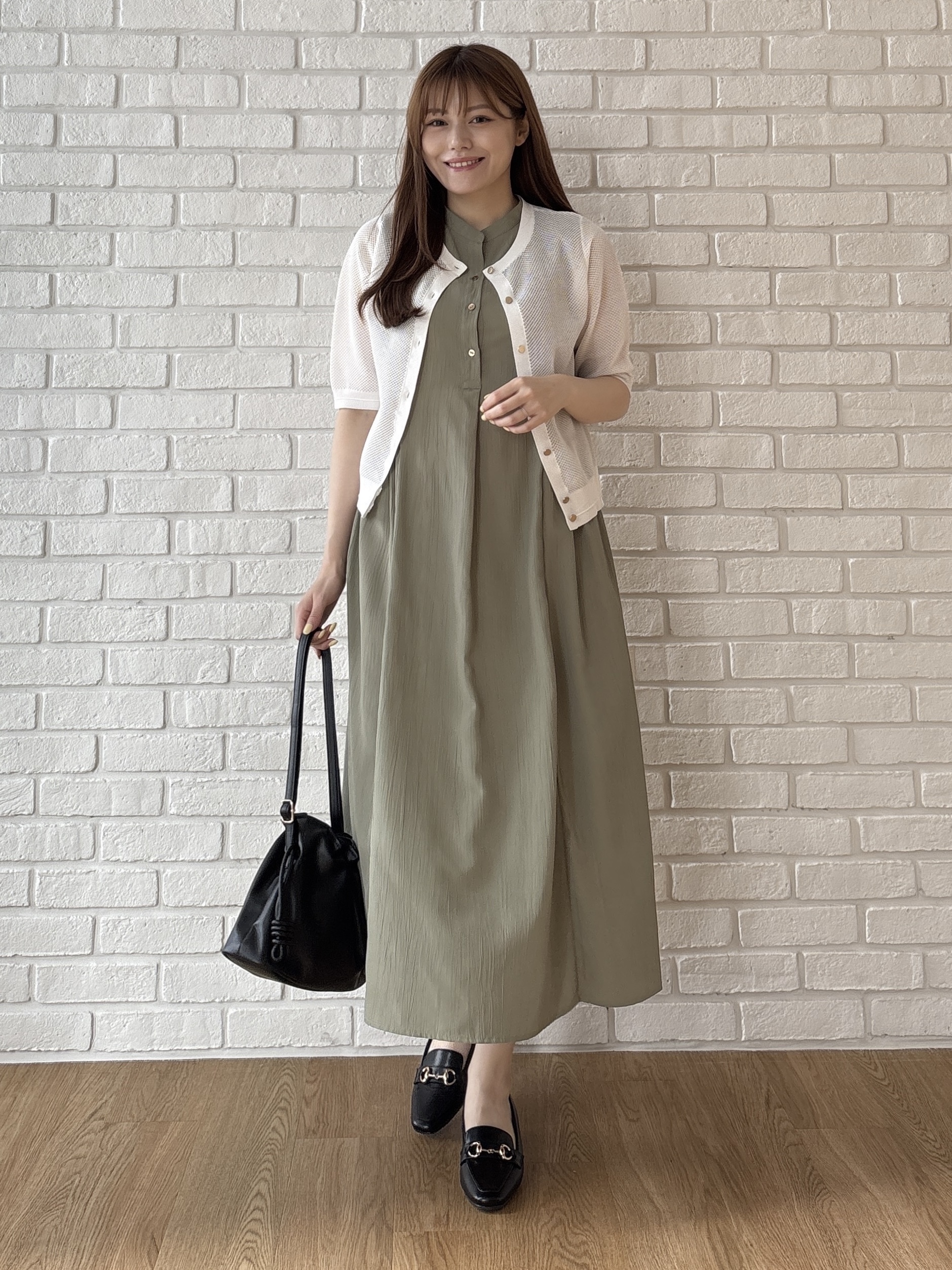 sayaさんの「grove｜【洗える】透けない、大人のメッシュカーディガン」を使ったコーディネート