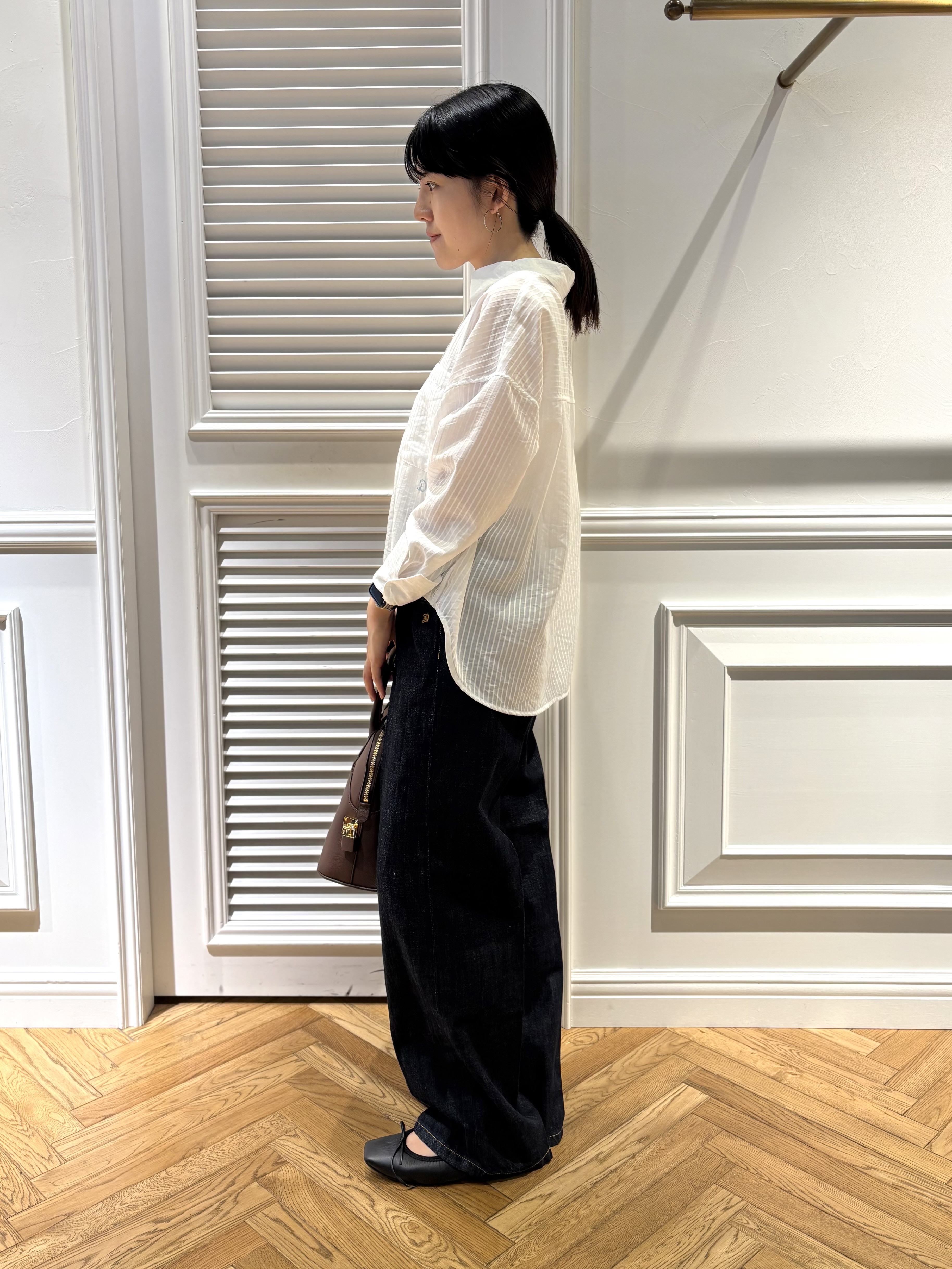 cocoさんの「DRESSTERIOR｜◆シアーストライプクロップドシャツ」を使ったコーディネート