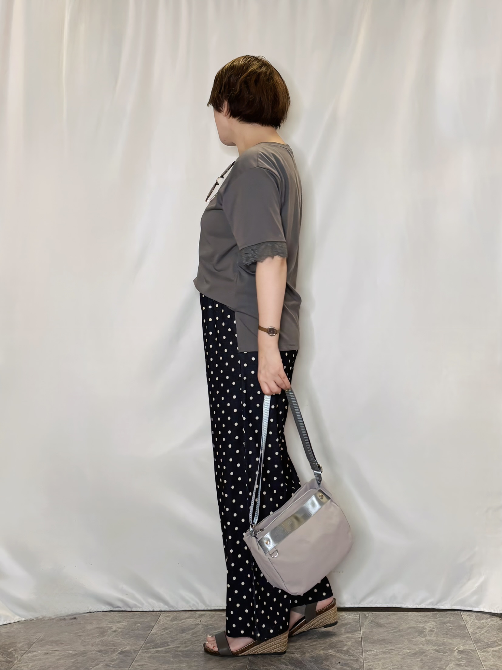 たみさんの「SHOO･LA･RUE｜【UV/S-LL/洗濯機可】柄アソート お袖レースが旬顔 上品に決まる大人Tシャツ」を使ったコーディネート
