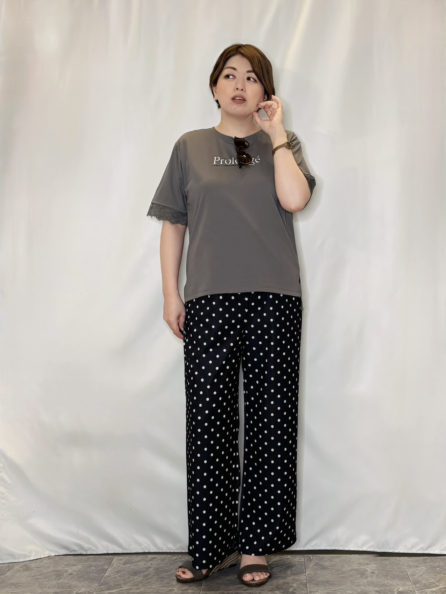 たみさんの「SHOO･LA･RUE｜【UV/S-LL/洗濯機可】柄アソート お袖レースが旬顔 上品に決まる大人Tシャツ」を使ったコーディネート