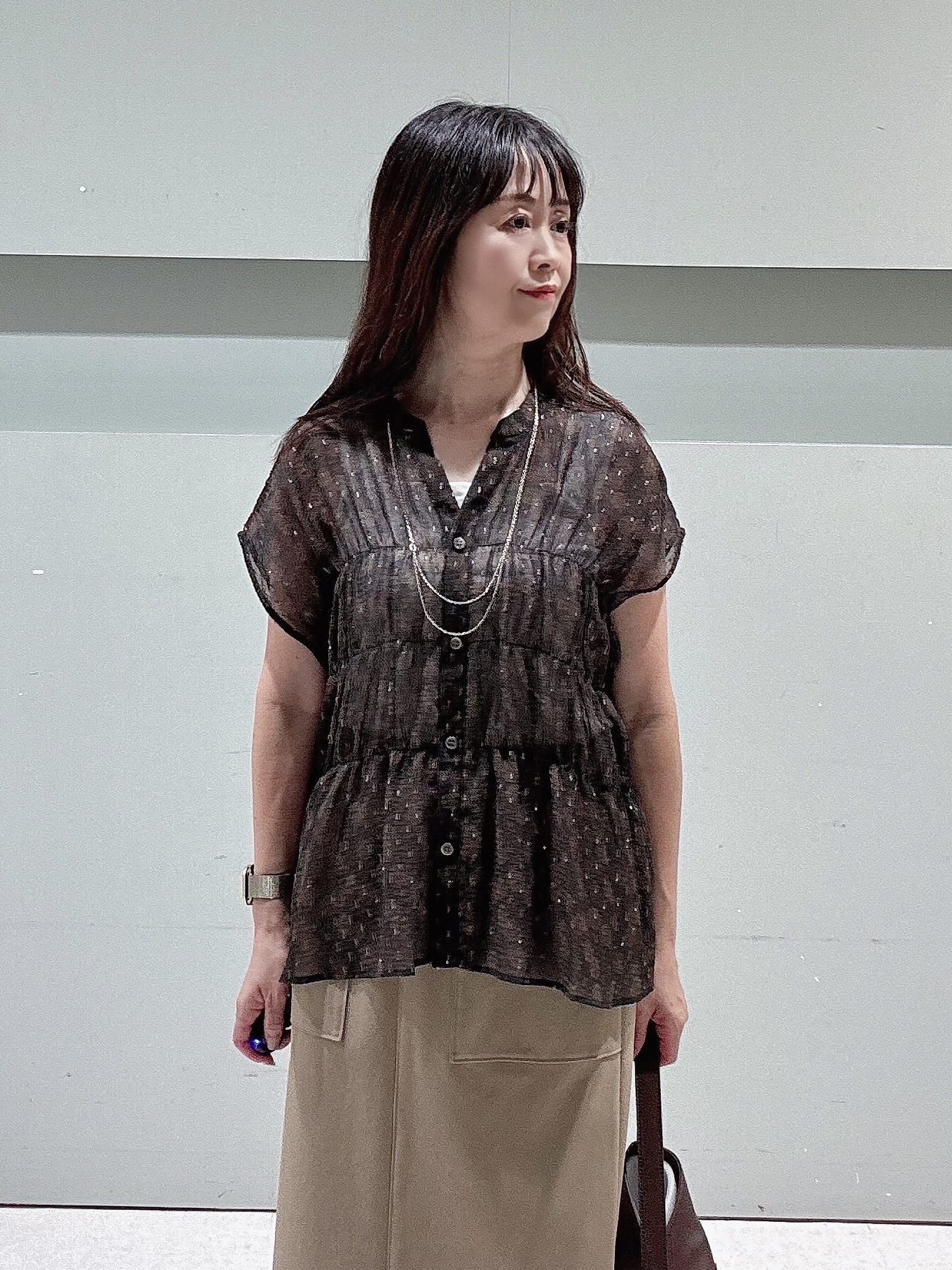 makiさんの「UNTITLED｜【秋映え/シアー】ヴィンテージドットブラウス」を使ったコーディネート