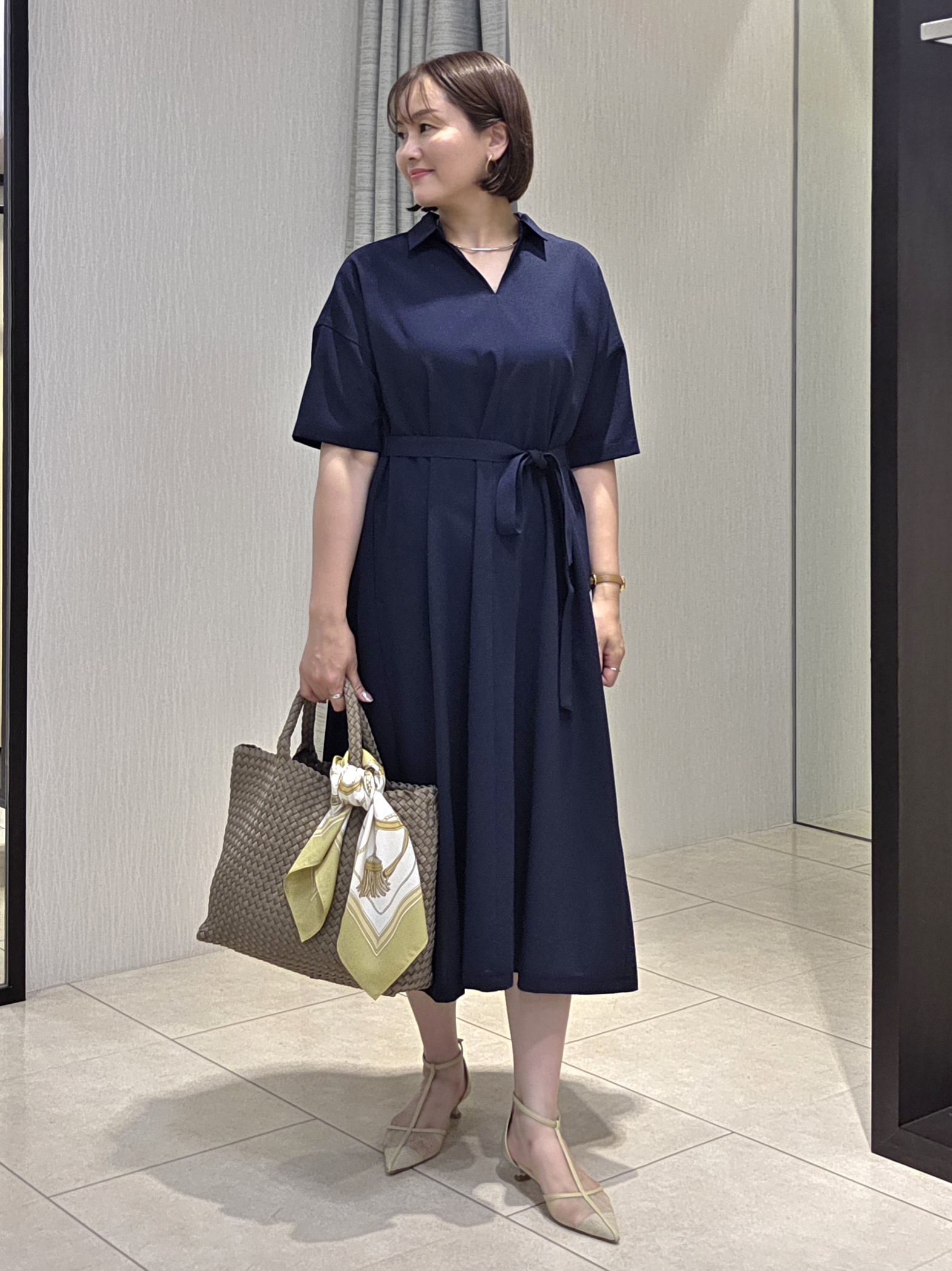 naokoさんの「UNTITLED｜【秋の通勤羽織/セットアップ可/UVカット】エアリークール半袖ジャケット」を使ったコーディネート