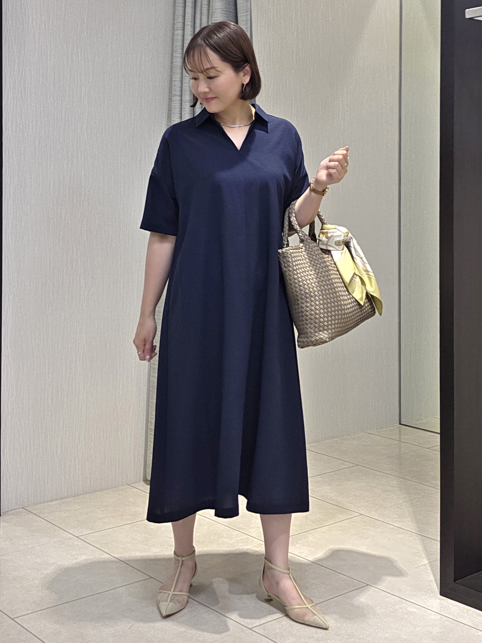 naokoさんの「UNTITLED｜【秋の通勤羽織/セットアップ可/UVカット】エアリークール半袖ジャケット」を使ったコーディネート