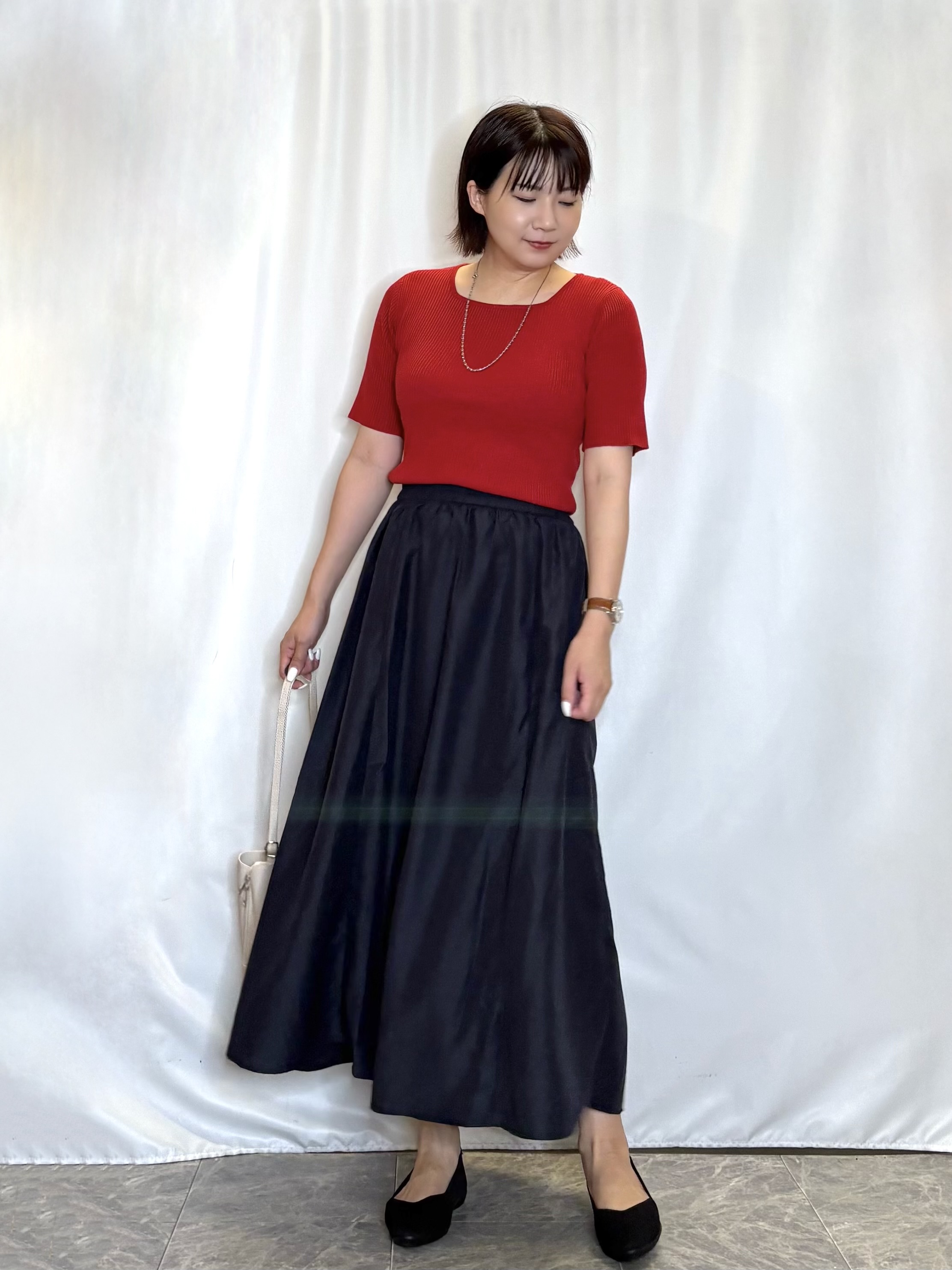 ネリさんの「SHOO･LA･RUE｜【毛玉になりにくい/洗濯機可/S-LL】大人上品な 5分袖スクエアトップス」を使ったコーディネート