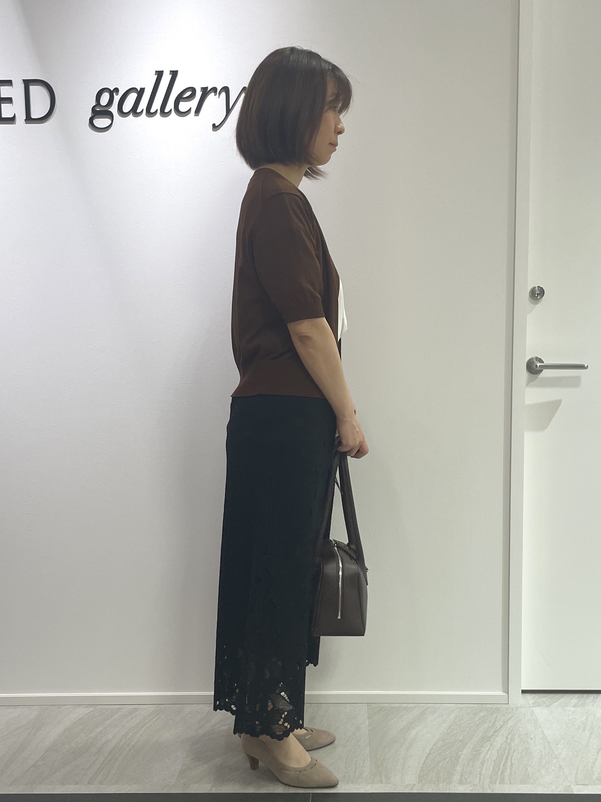 hanaさんの「UNTITLED｜【すっきり秋羽織り/前開きボタン】ドライタッチ5分袖カーディガン」を使ったコーディネート