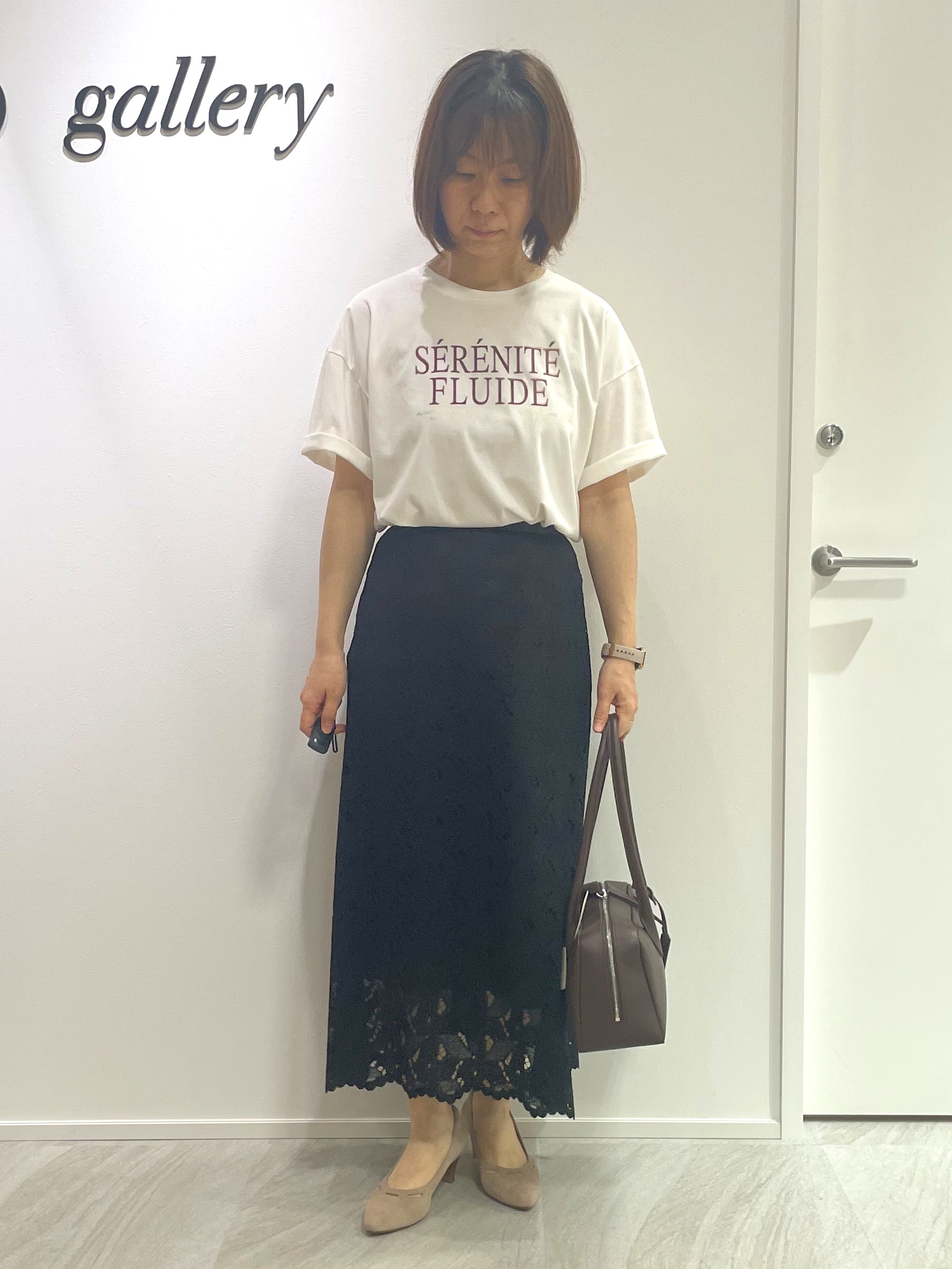 hanaさんの「UNTITLED｜【すっきり秋羽織り/前開きボタン】ドライタッチ5分袖カーディガン」を使ったコーディネート