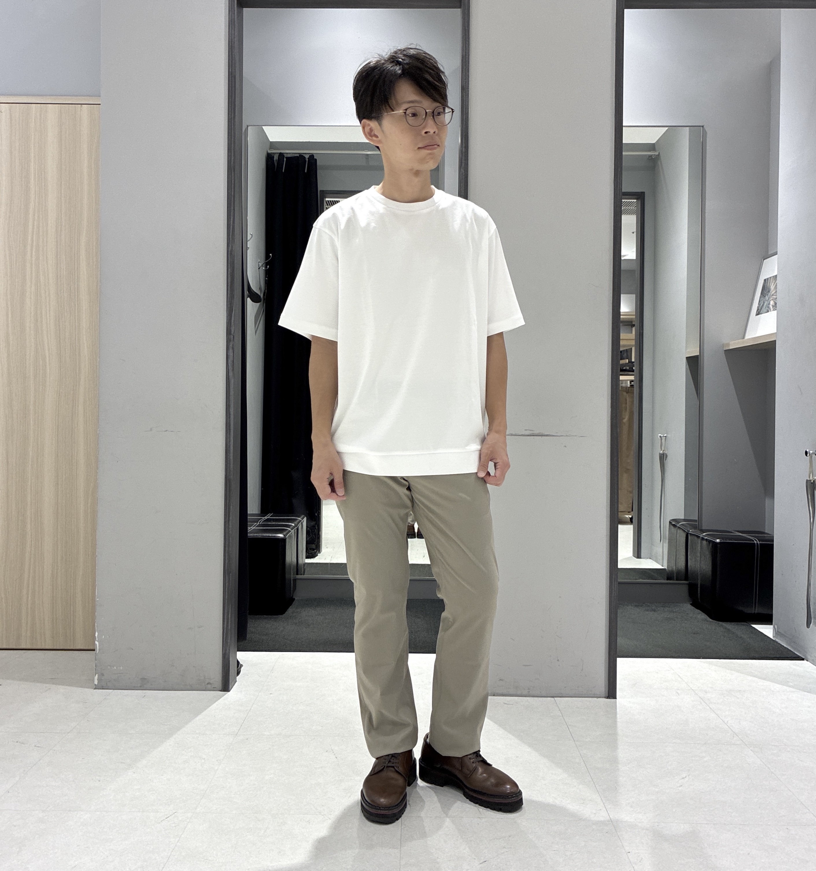 わいずみさんの「TAKEO KIKUCHI｜【日本製】DotAir（R）サッカー7分袖シャツ」を使ったコーディネート