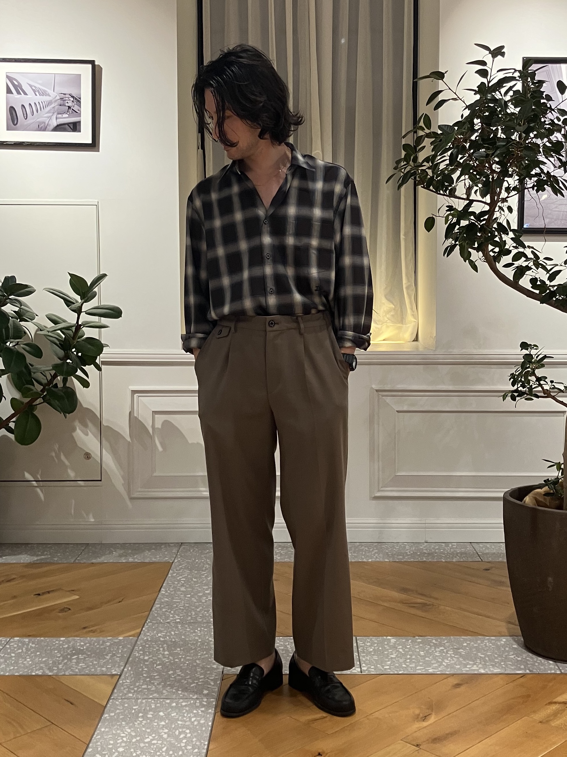 junyaさんの「DRESSTERIOR｜【日本製】オンブレーチェックシャツ」を使ったコーディネート