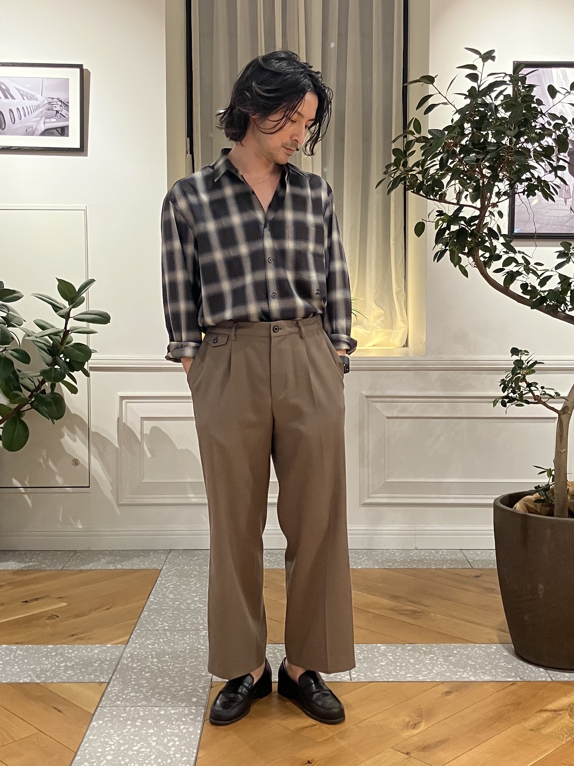 junyaさんの「DRESSTERIOR｜【日本製】オンブレーチェックシャツ」を使ったコーディネート
