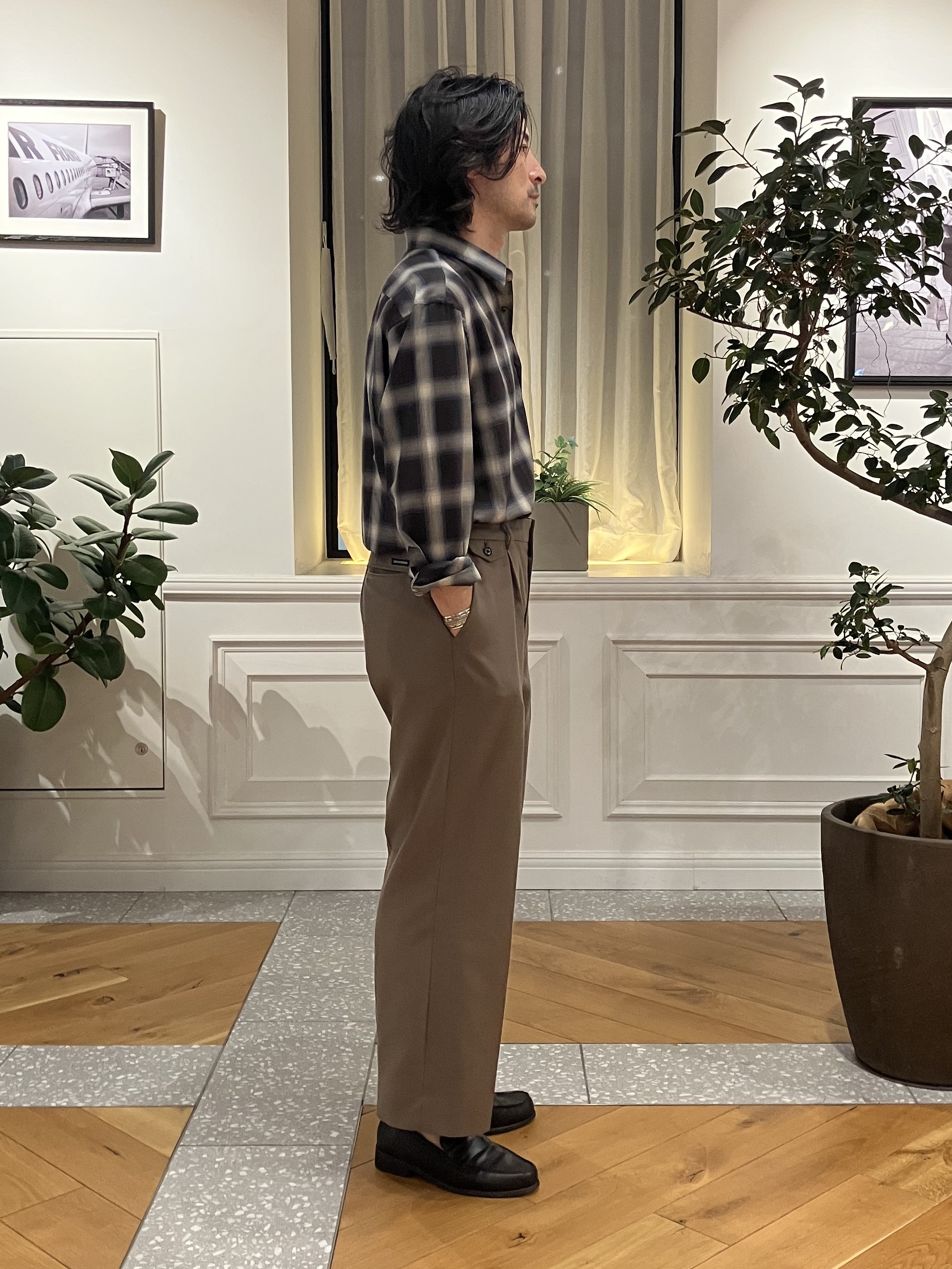 junyaさんの「DRESSTERIOR｜【日本製】オンブレーチェックシャツ」を使ったコーディネート