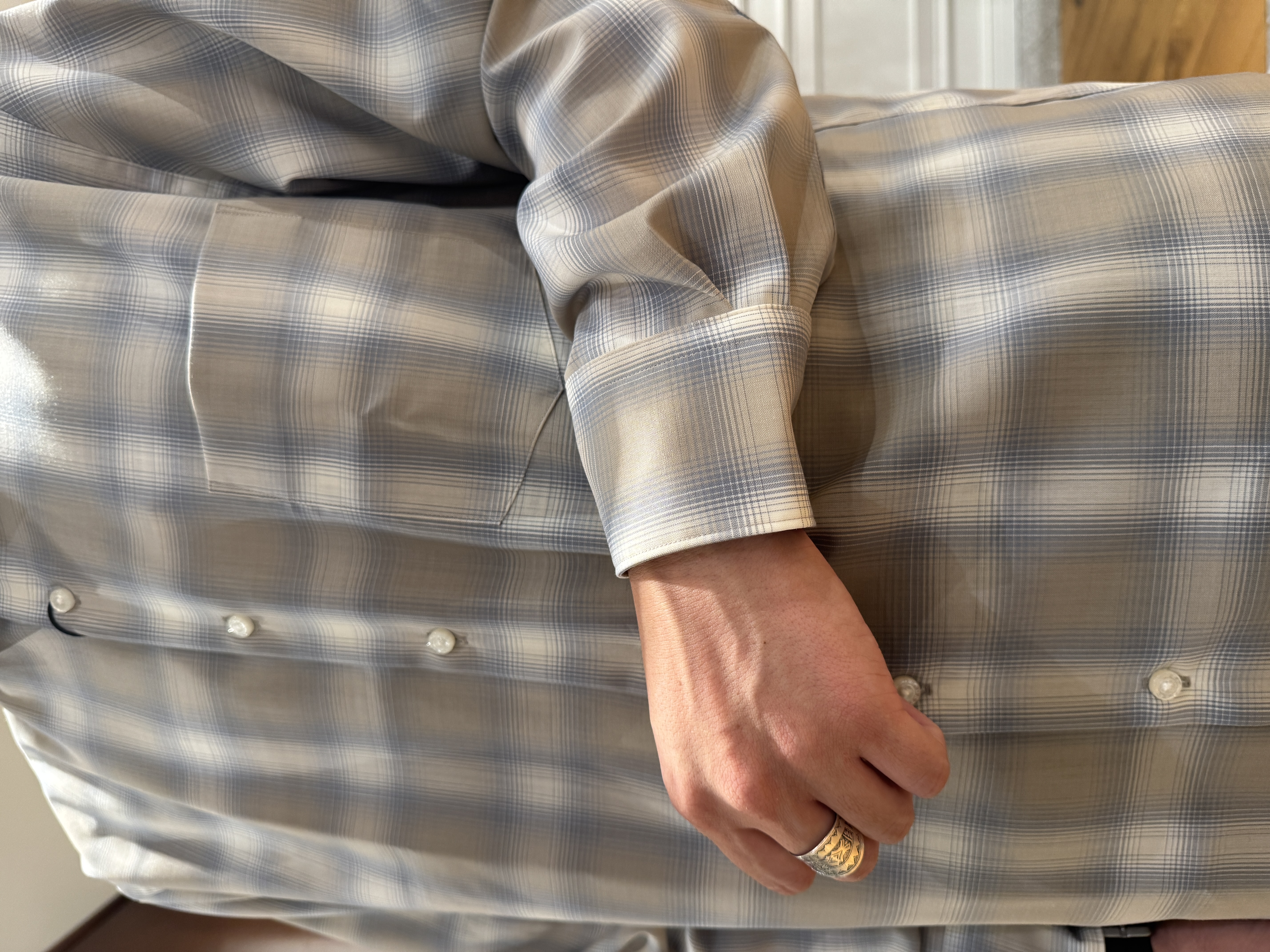 kawarataniさんの「DRESSTERIOR｜【日本製】オンブレーチェックシャツ」を使ったコーディネート
