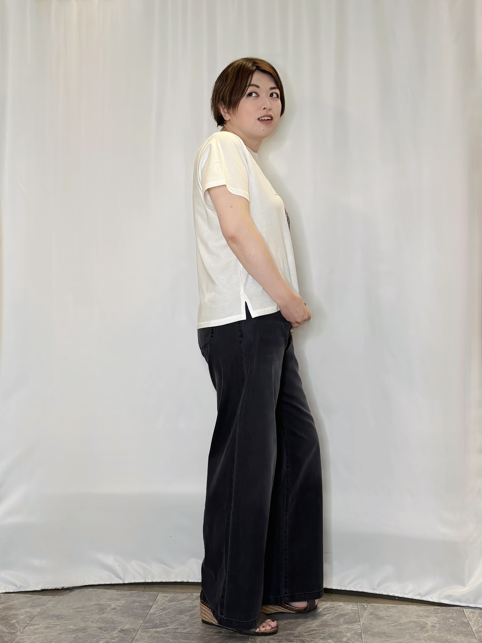 たみさんの「SHOO･LA･RUE｜【洗濯機可/S-LL】二の腕隠せる 5分袖ギンガムシアーブラウス」を使ったコーディネート