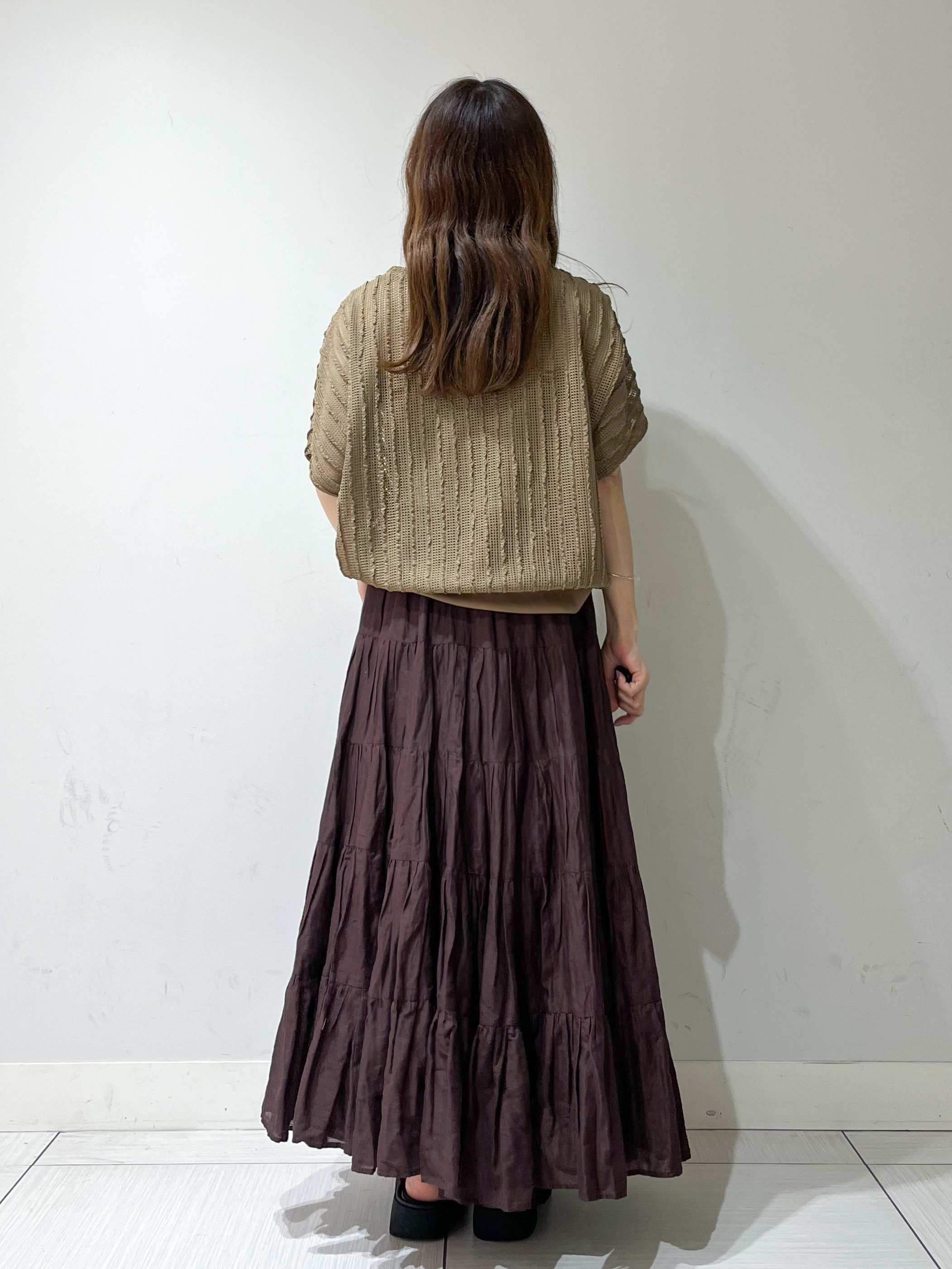 じゅんさんの「DRESSTERIOR｜【体型カバー/日除け】ドルマンスリーブ シアーメッシュプルオーバー」を使ったコーディネート