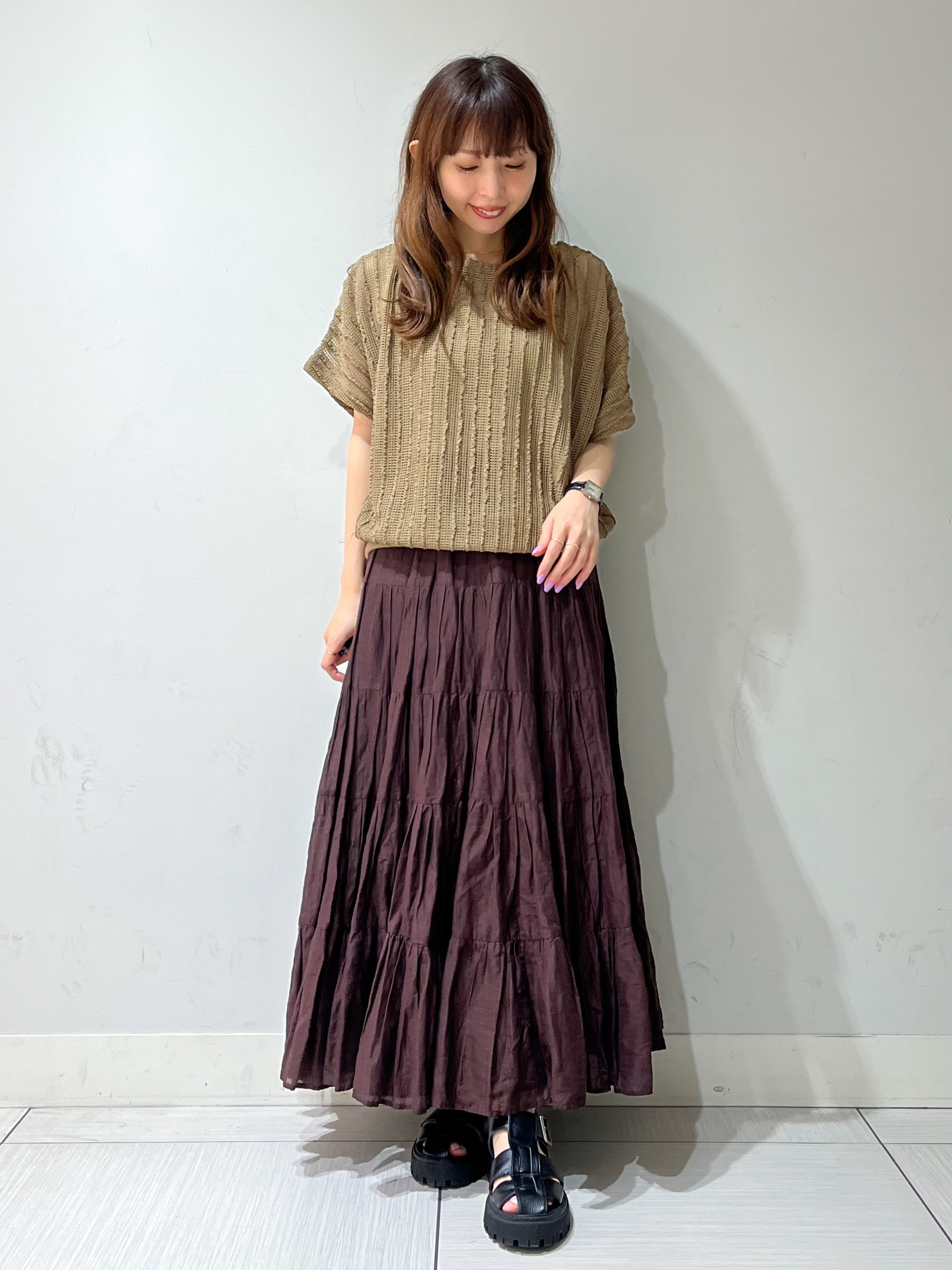 じゅんさんの「DRESSTERIOR｜【体型カバー/日除け】ドルマンスリーブ シアーメッシュプルオーバー」を使ったコーディネート