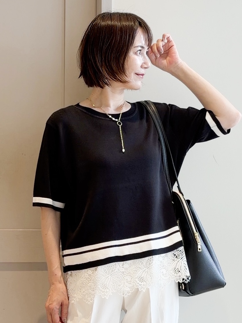 yamakoさんの「grove｜【シリーズ累計36万枚／UVカット・洗濯機OK】やわらかドライタッチレースドッキングニット」を使ったコーディネート