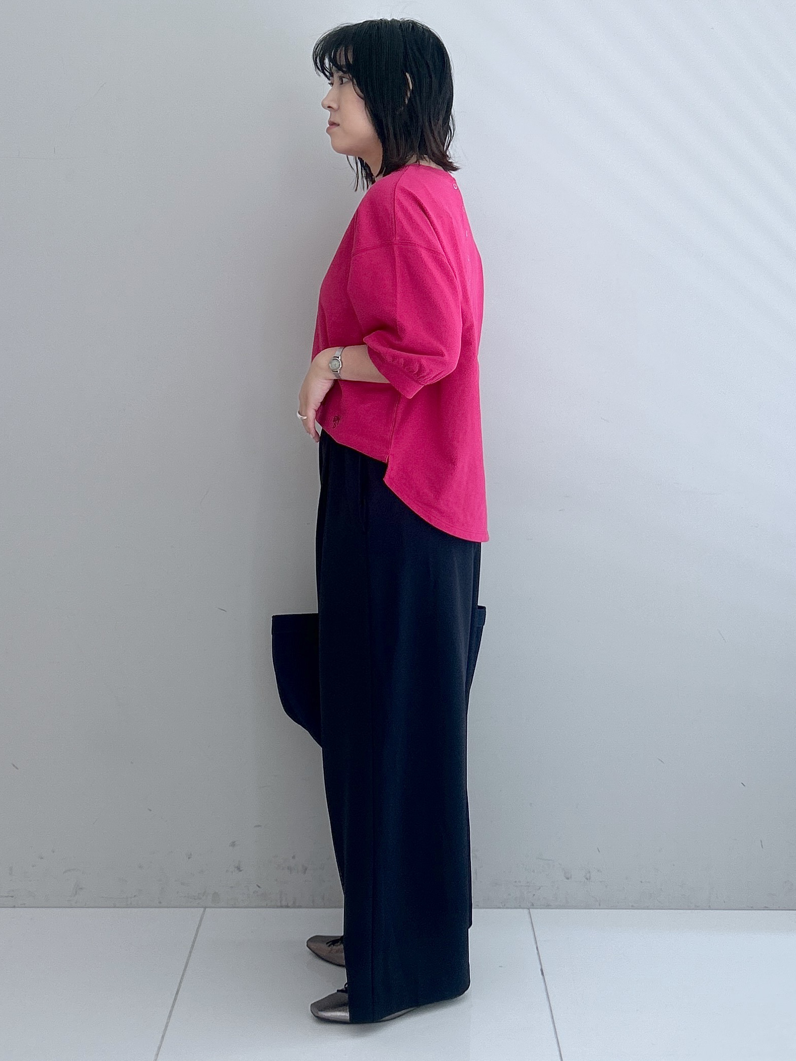 Hirokaさんの「Dessin｜【高レビュー/洗える/XS-L】バックヘンリーミニ裏毛 5分袖」を使ったコーディネート