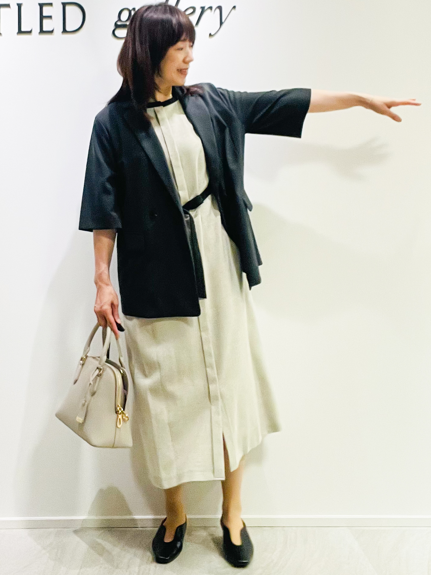 めいさんの「UNTITLED｜【秋の通勤羽織/セットアップ可/UVカット】エアリークール半袖ジャケット」を使ったコーディネート
