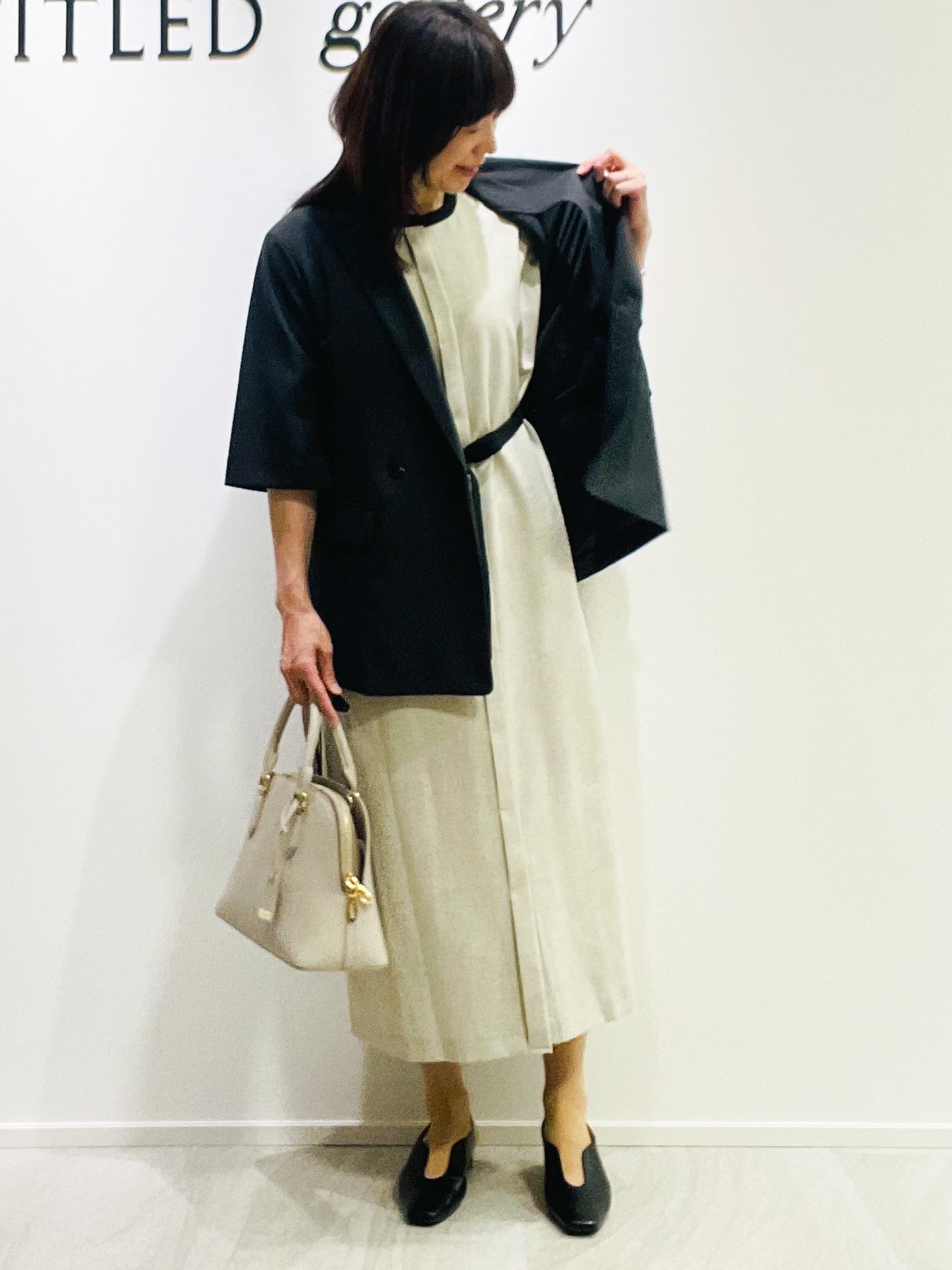 めいさんの「UNTITLED｜【秋の通勤羽織/セットアップ可/UVカット】エアリークール半袖ジャケット」を使ったコーディネート