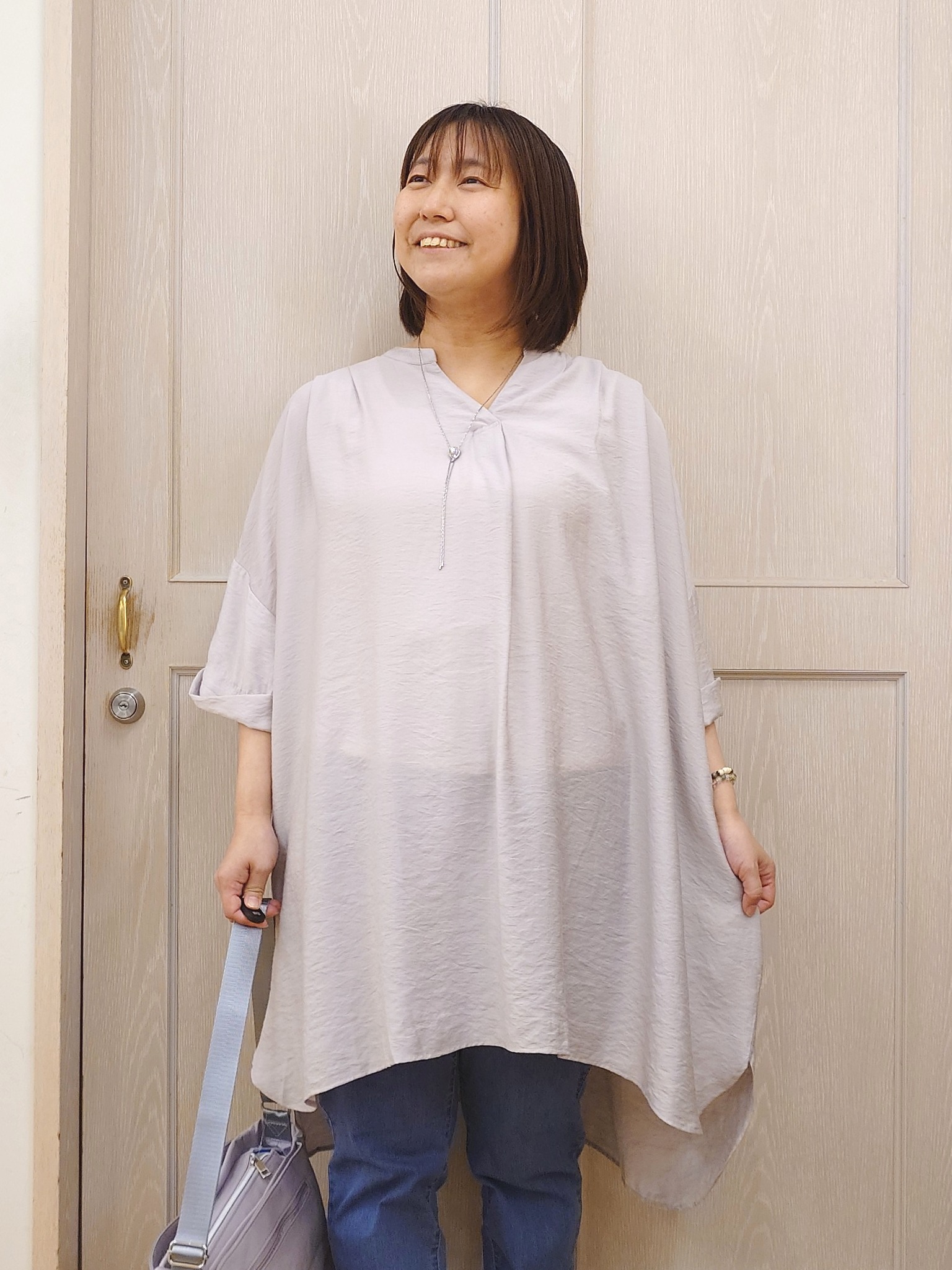 とろろさんの「SHOO･LA･RUE｜【S-LL/洗濯機可】気になる体型すっぽり隠す スキッパードルマンチュニック」を使ったコーディネート