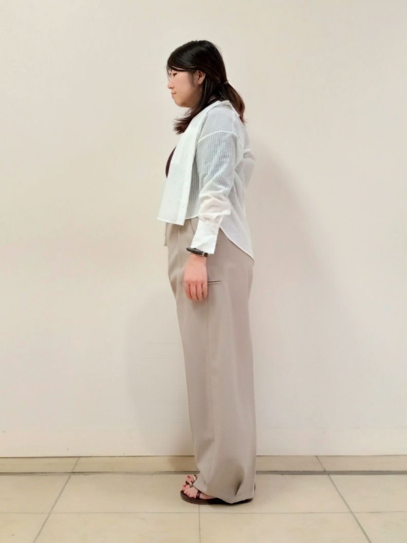 emiさんの「DRESSTERIOR｜◆シアーストライプクロップドシャツ」を使ったコーディネート
