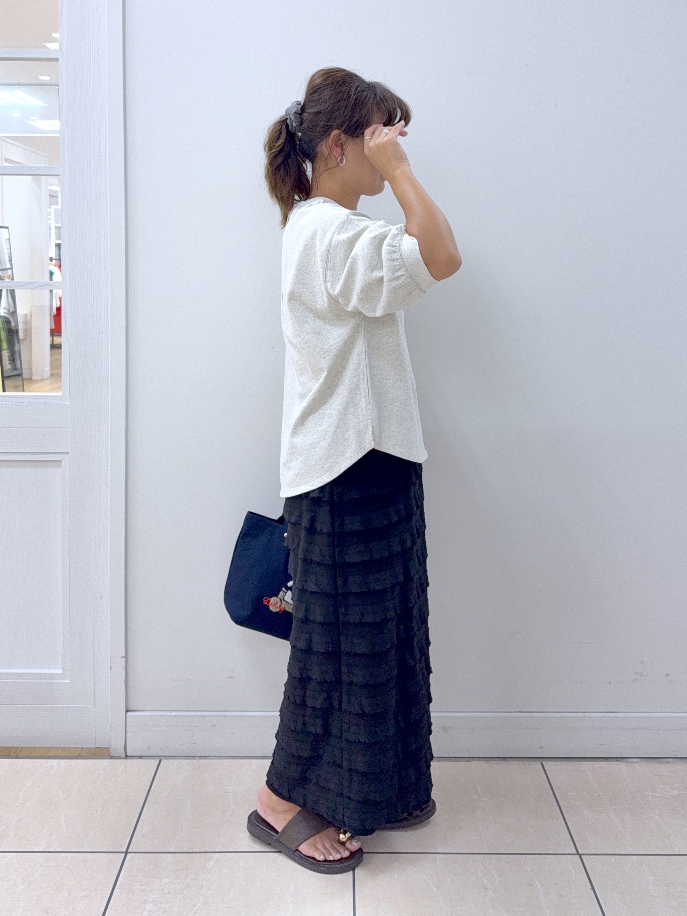 Osawaさんの「Dessin｜【高レビュー/洗える/XS-L】バックヘンリーミニ裏毛 5分袖」を使ったコーディネート