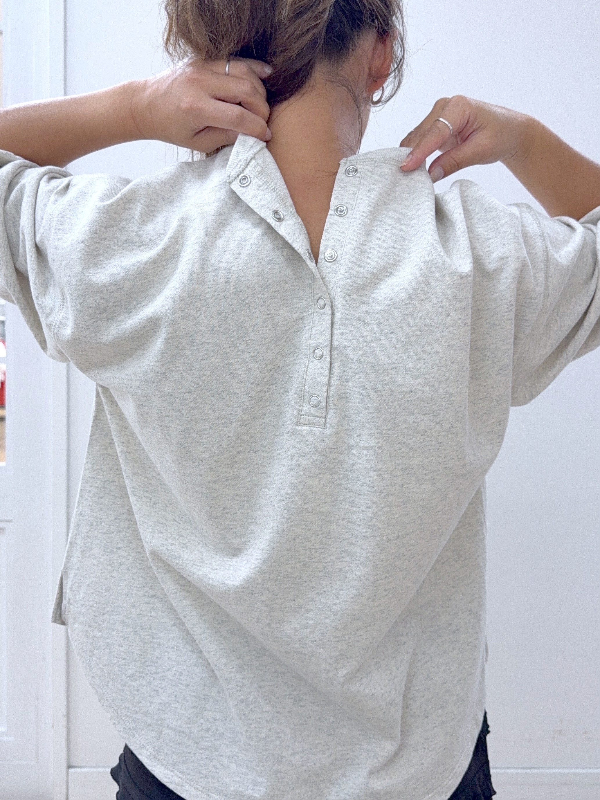 Osawaさんの「Dessin｜【高レビュー/洗える/XS-L】バックヘンリーミニ裏毛 5分袖」を使ったコーディネート